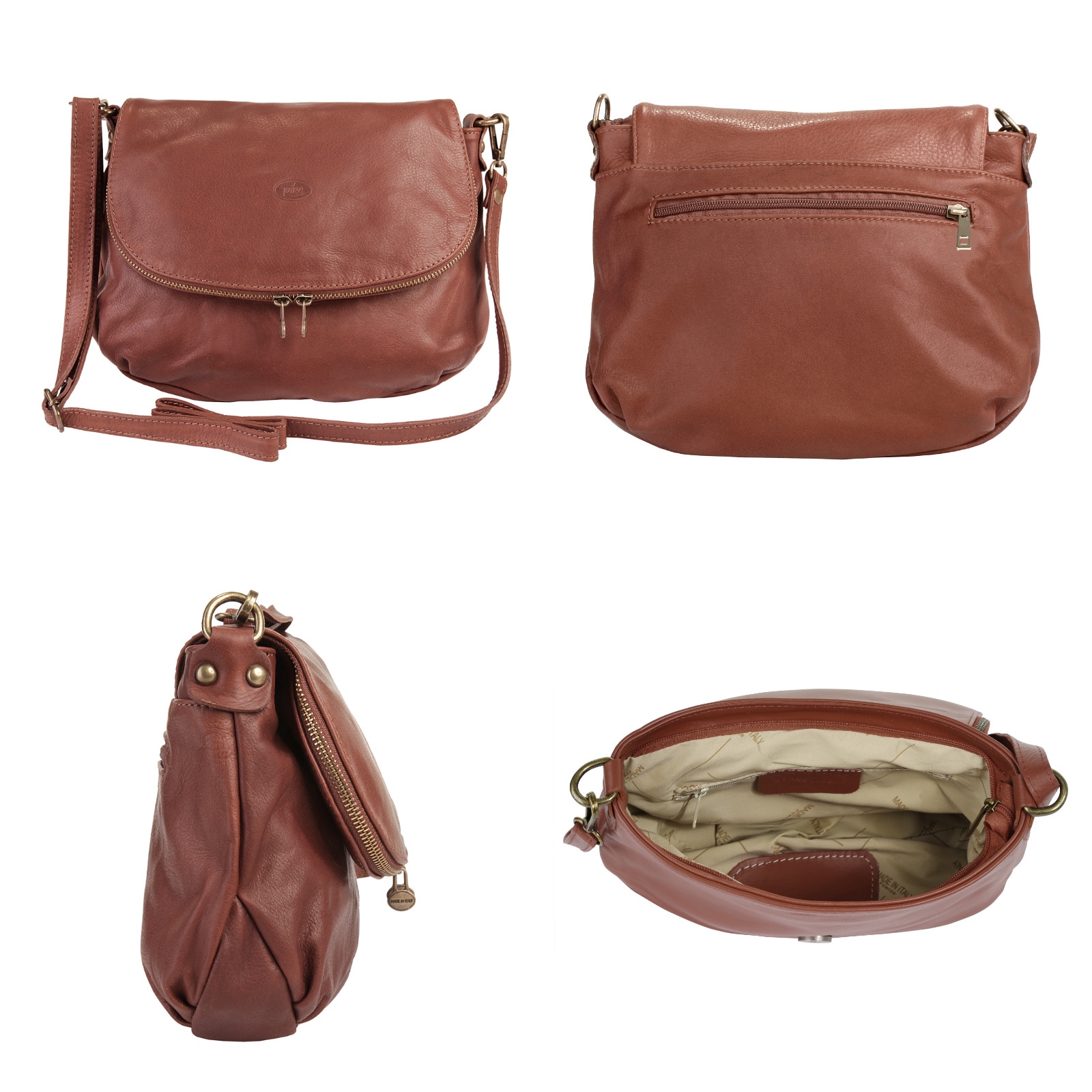 Piké Umhängetasche, echt Leder, Made in Italy