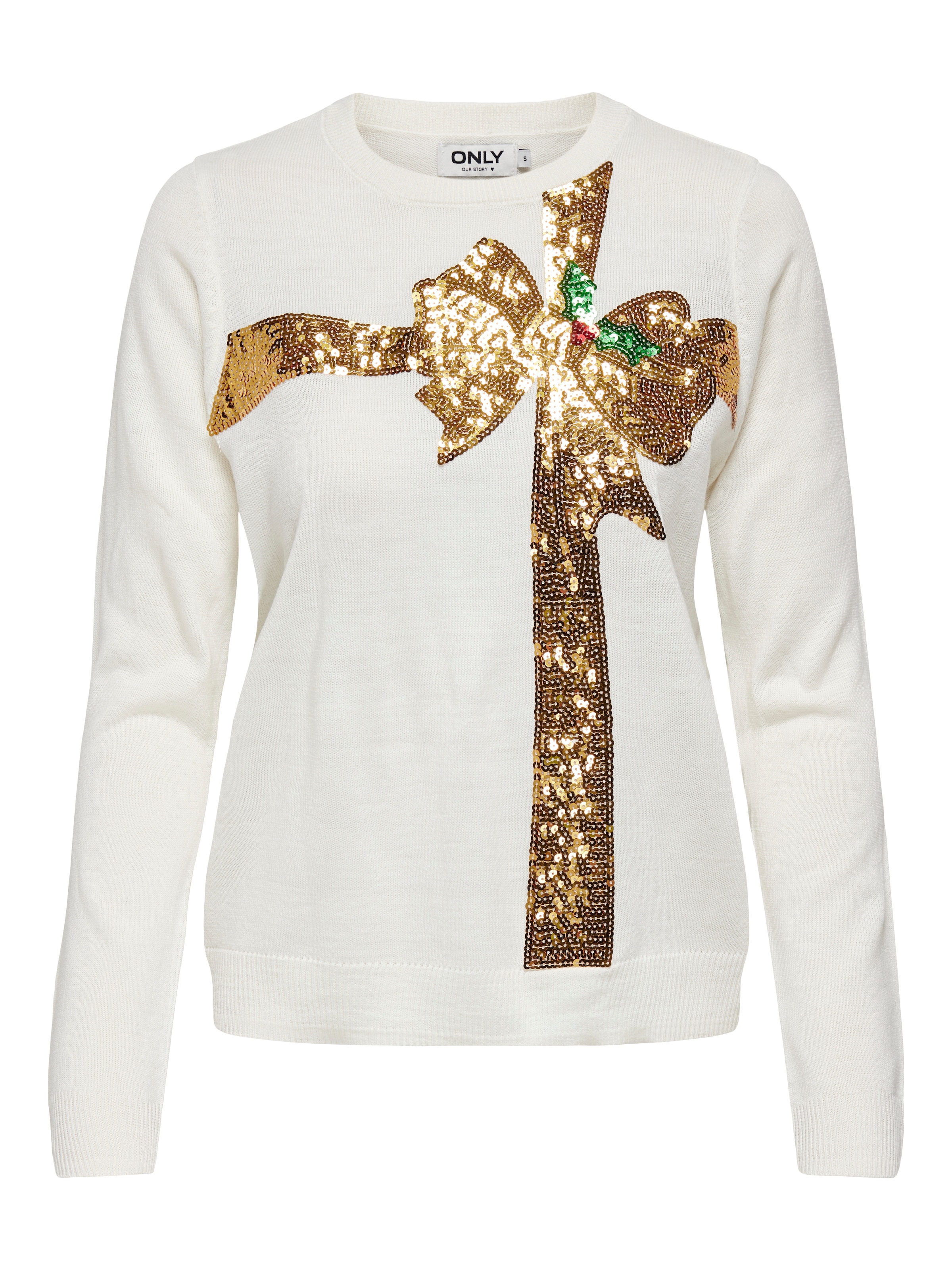 ONLY Weihnachtspullover »ONLXMAS LS O-NECK MIX DETAIL BOX KNT«