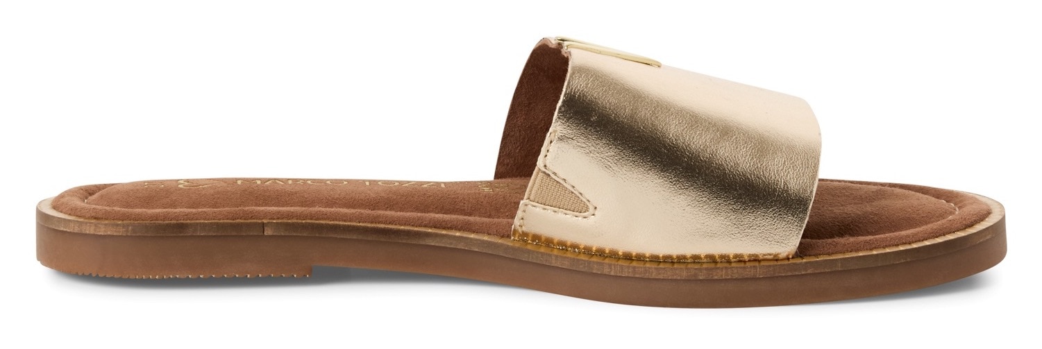 MARCO TOZZI Pantolette, Flats, Sommerschuh mit edlem Schmuckelement
