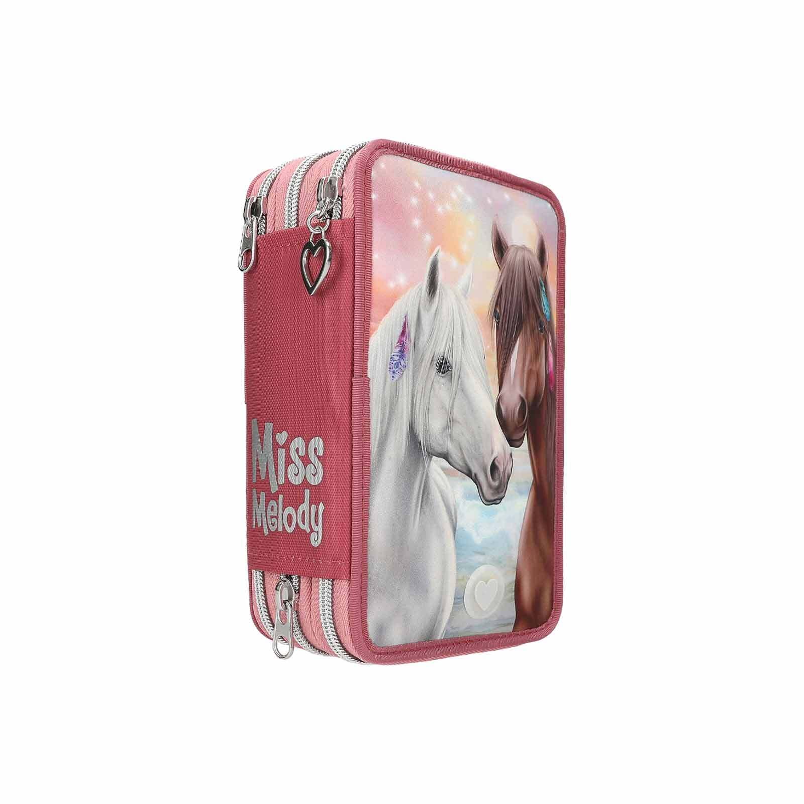 Depesche Buntstift »3-Fach Federtasche LED Pferde Miss Melody 20 x 13 x 7,5 cm rostrot«
