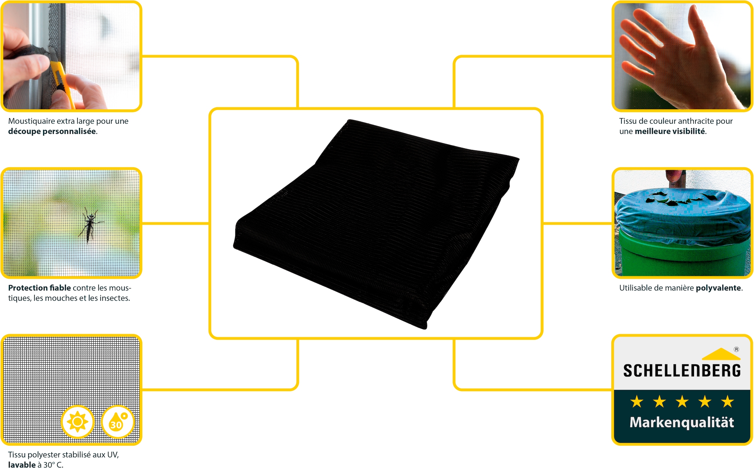 SCHELLENBERG Fliegengitter-Gewebe »Maxi für große Fenster«, Insektenschutz und Mückenschutz, 150 x 300 cm, anthrazit und weiß