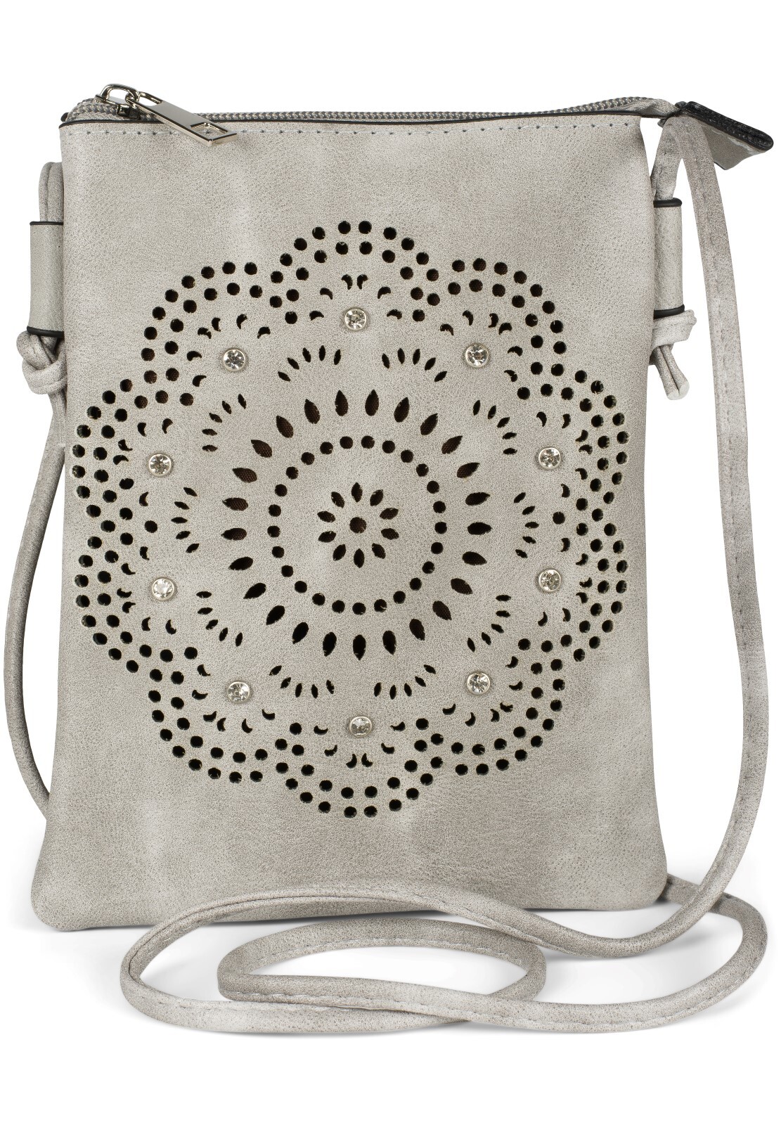 styleBREAKER Mini Bag "Mini Umhängetasche Blumen Cutout und Strass"