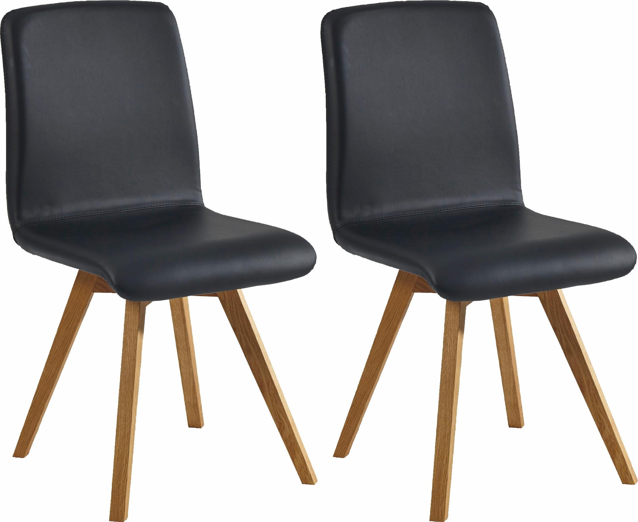 massivline&more 4-Fußstuhl "Karla", (Set), 2 St., Leder, Gestell aus Massiv günstig online kaufen