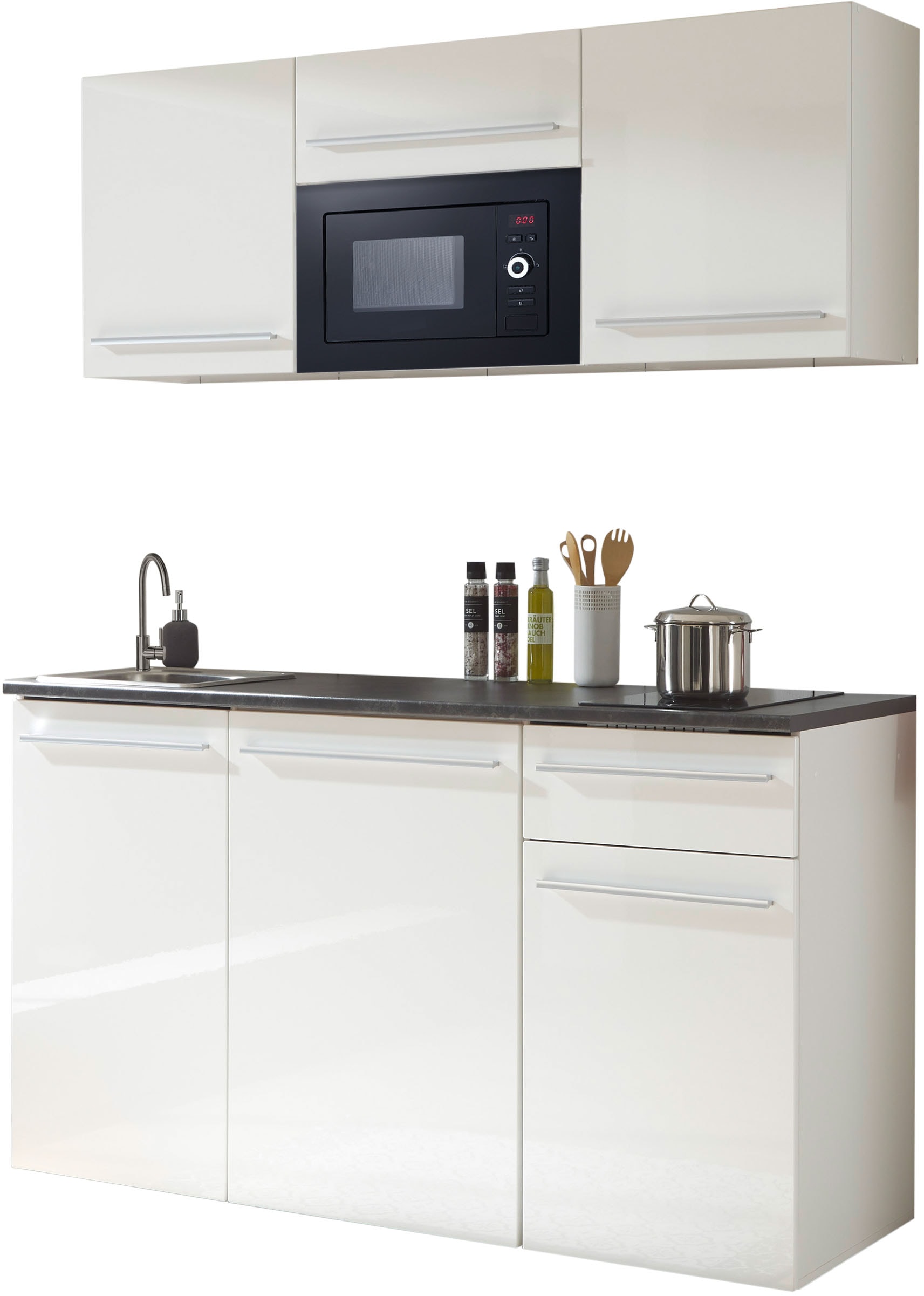 BASIC by Balculina Küchenzeile »Jazz Singleküche«, Breite 160 cm, mit und ohne Geräte lieferbar