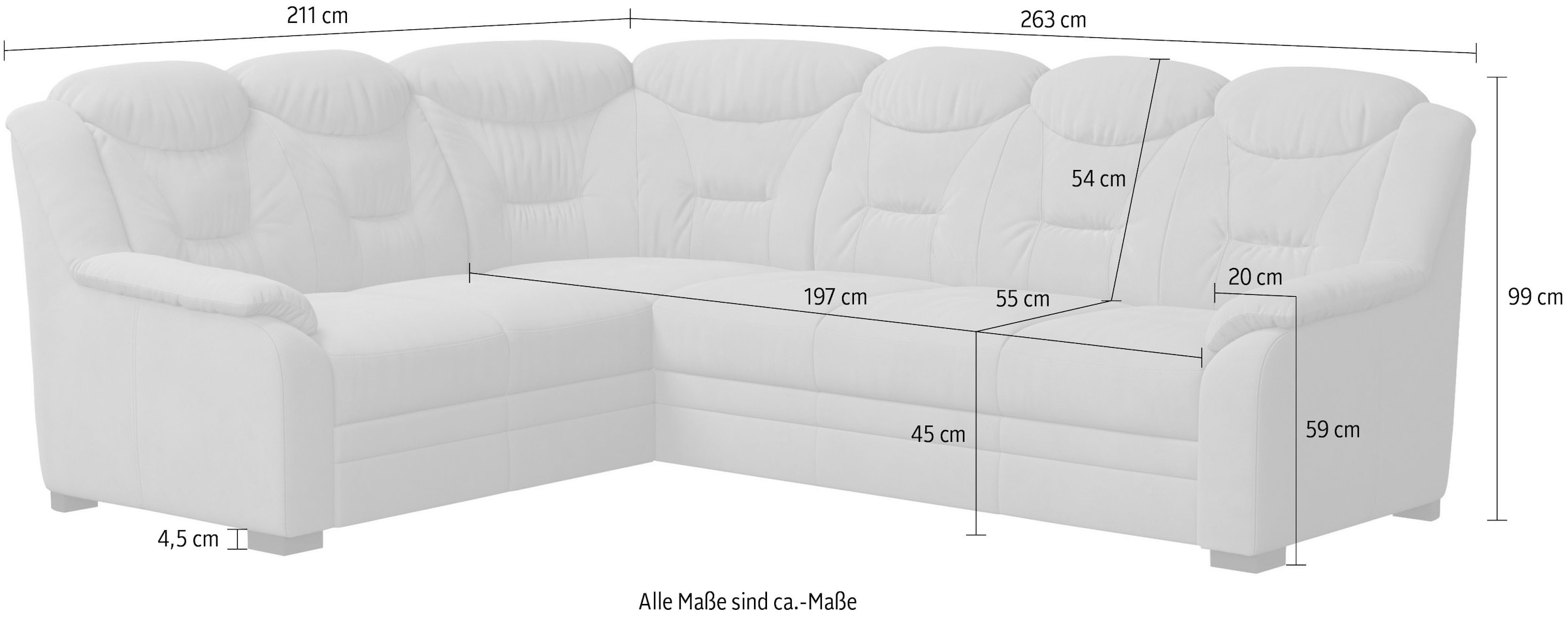 COTTA Ecksofa »Marcus L-Form«, wahlweise mit Bettfunktion & Stauraum