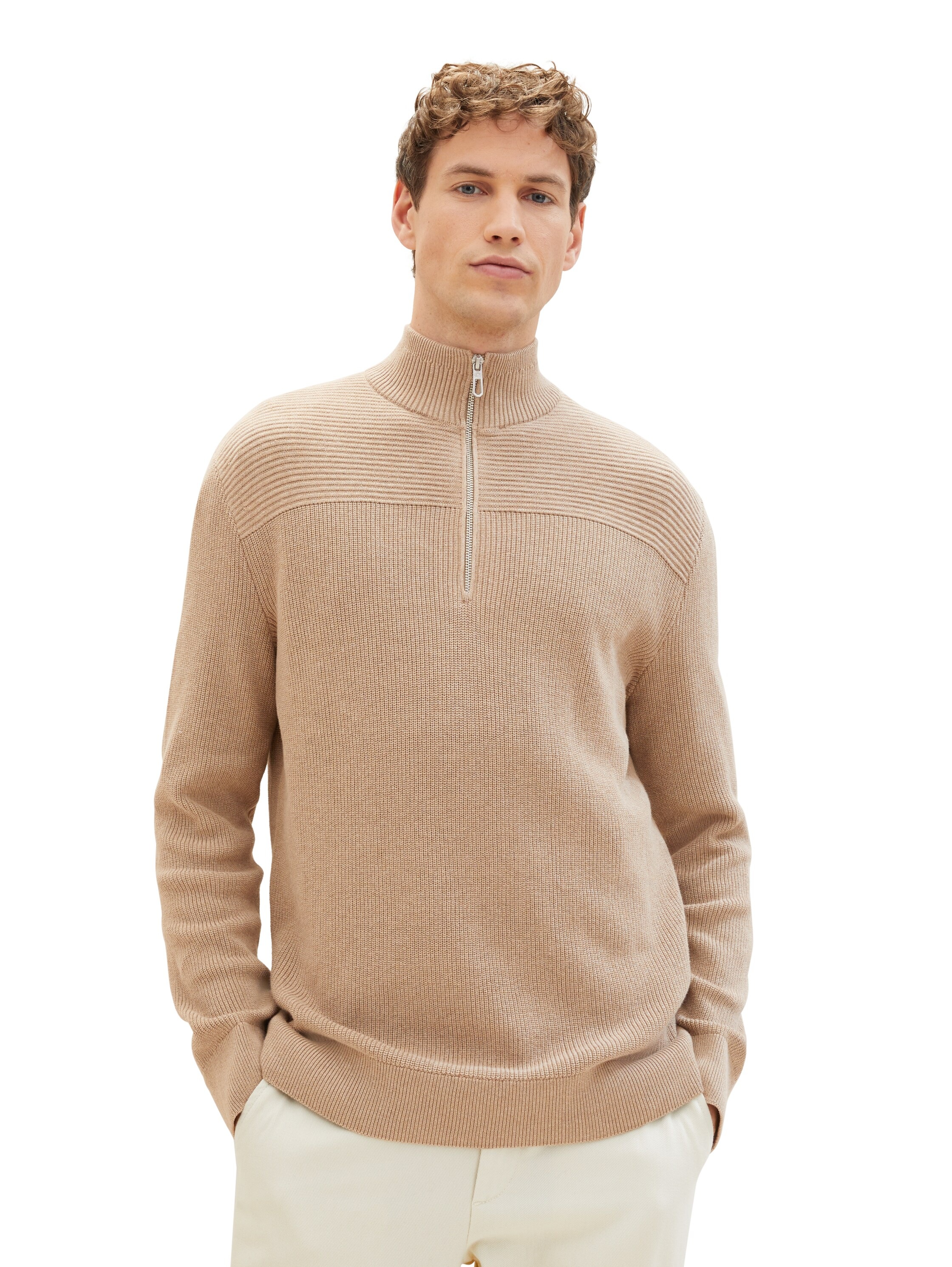 Tom Tailor Herren Stehkragen Pullover STRUCTUERED TROYER - Regular Fit günstig online kaufen