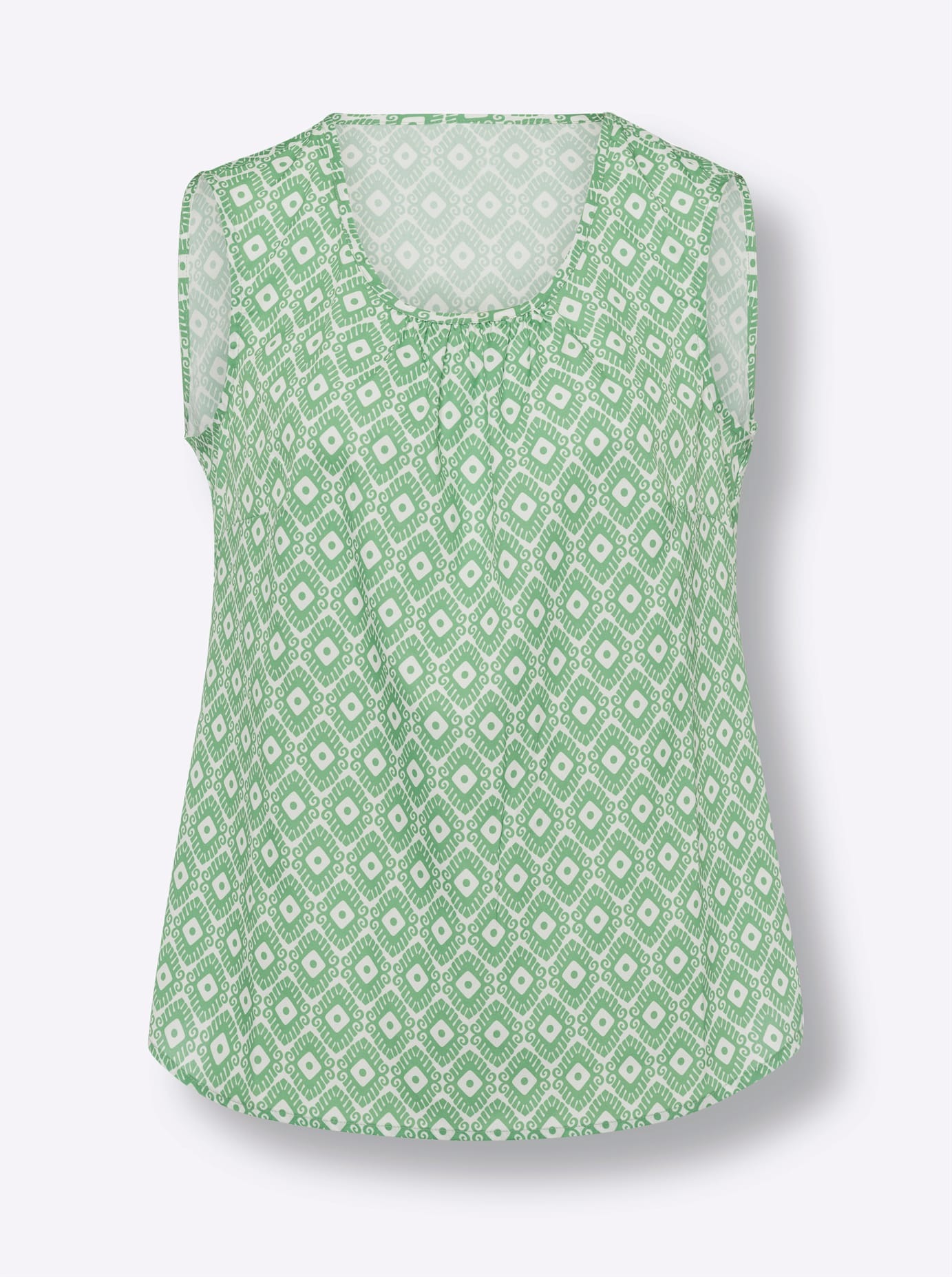 Blusentop CLASSIC BASICS, Damen, Gr. 56, bunt (ecru, apfel, bedruckt), 100% Polyester, gemustert, mehrfarbig, Rundhals, Blusen Blusentop 3