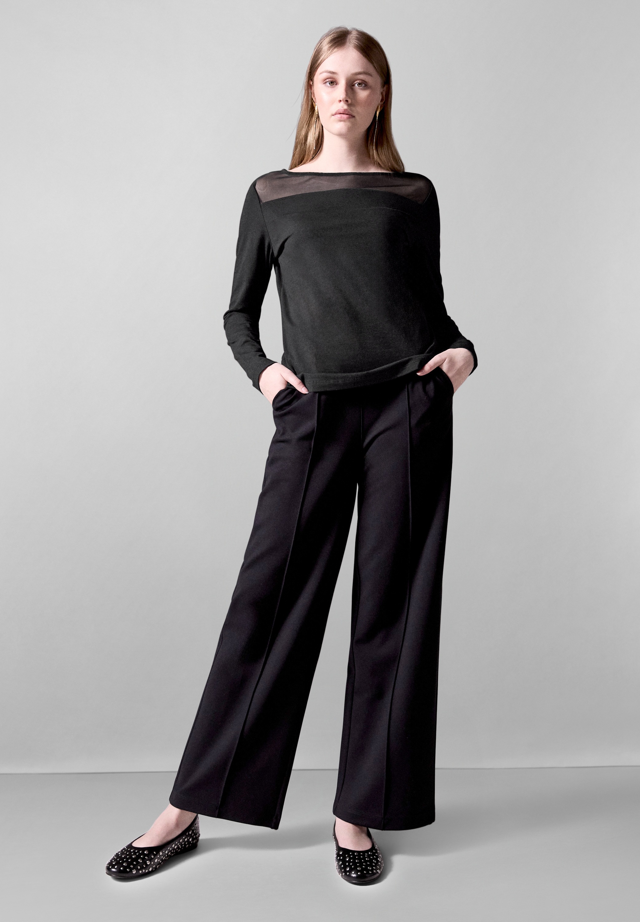 STREET ONE STUDIO Langarmshirt, aus Baumwolle mit Stretchante
