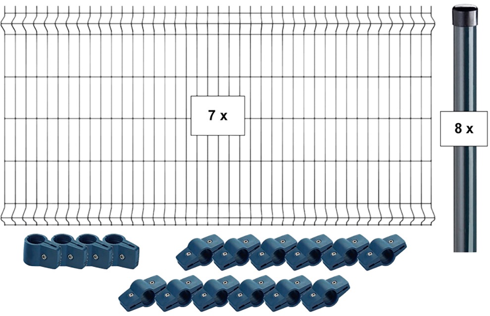 Tetzner & Jentzsch Einstabmattenzaun »Stratton 5«, 103 cm hoch, 7 Elemente für 14,48 Meter Zaun, mit 8 Pfosten