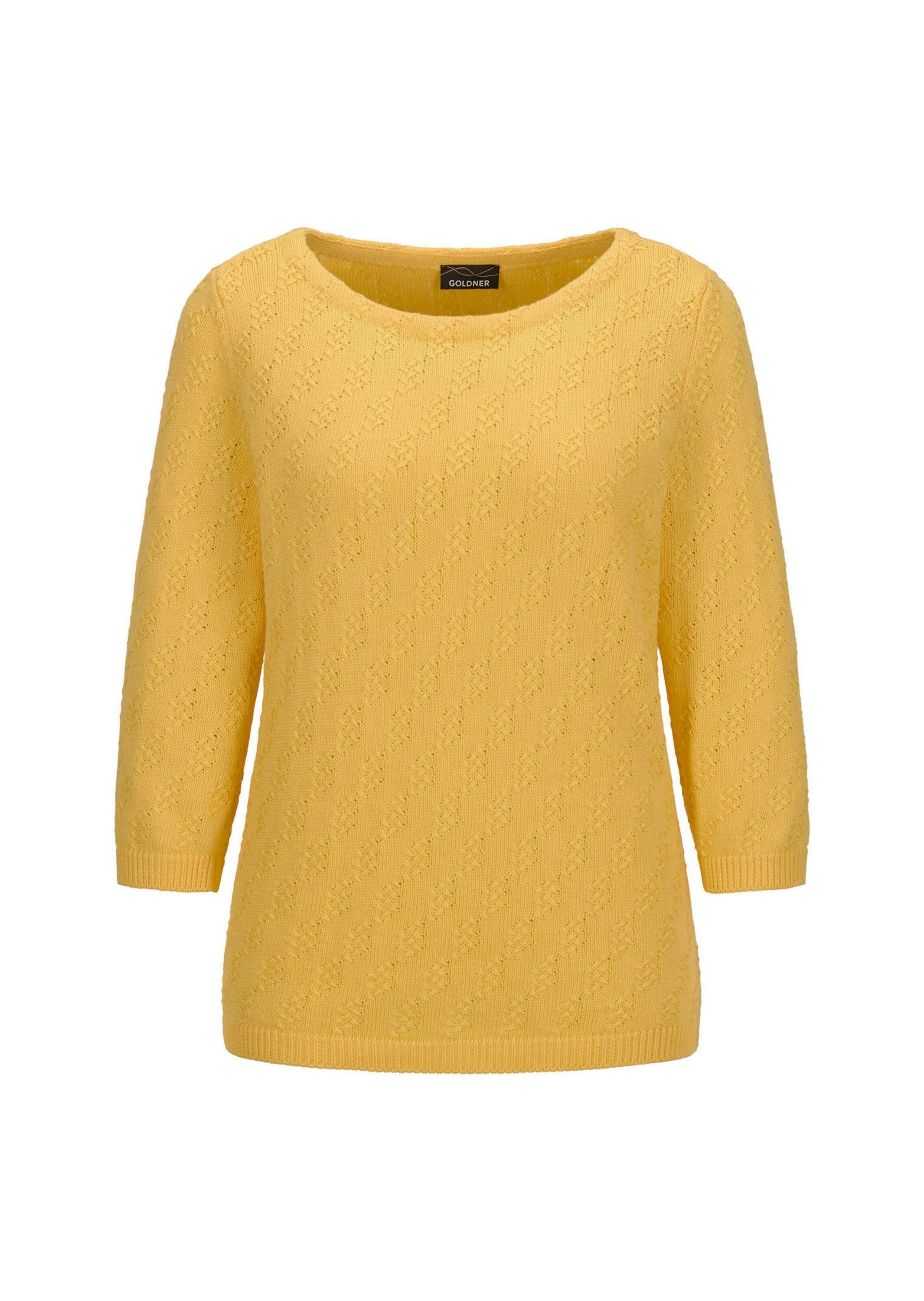 GOLDNER Rundhalspullover "Halbarm Baumwollpullover mit Struktur" 3/4-Ärmel