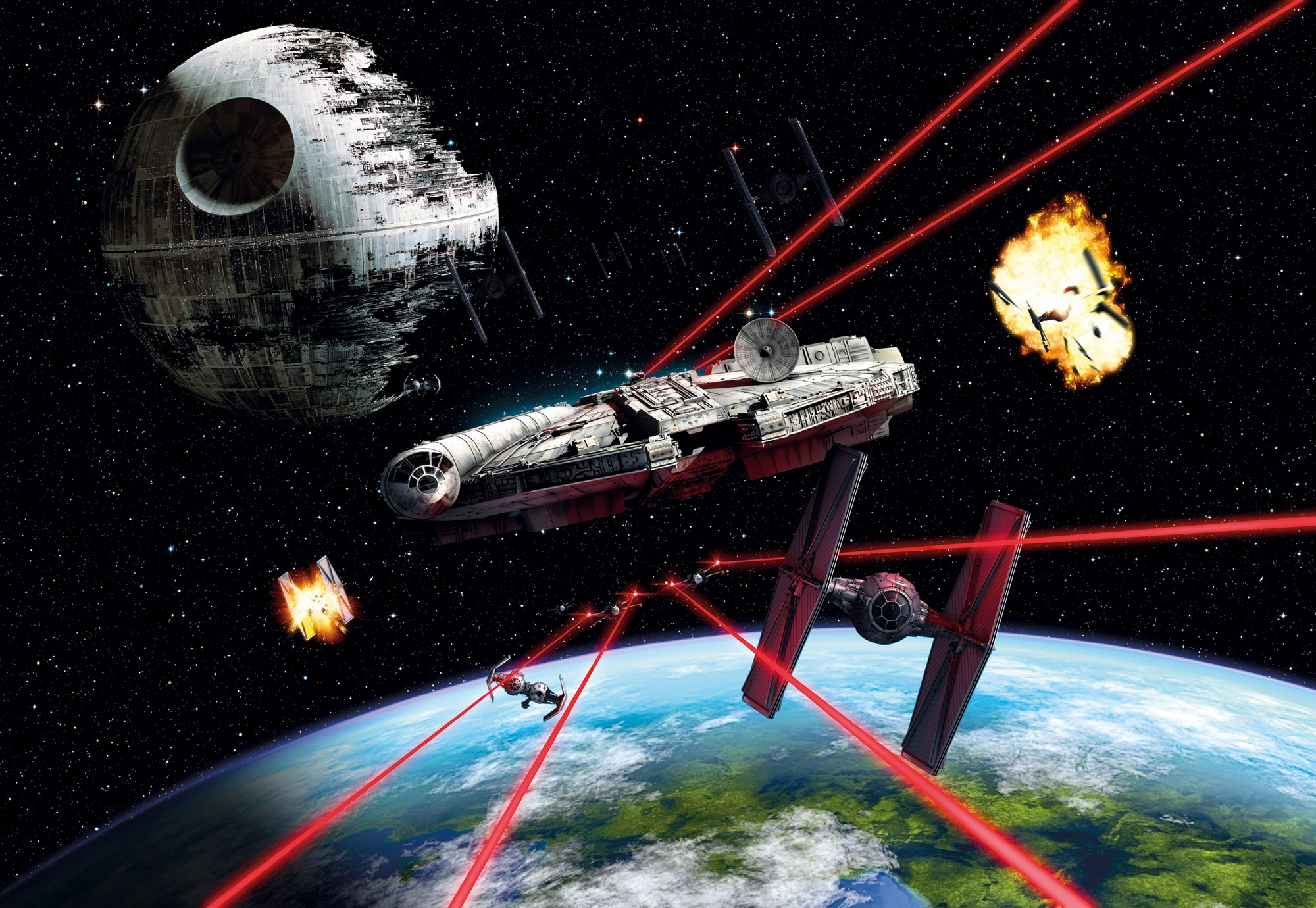 Komar Fototapete "STAR WARS Millennium Falcon - Größe 368 x 254 cm" bedruckt glatt Kinderzimmer