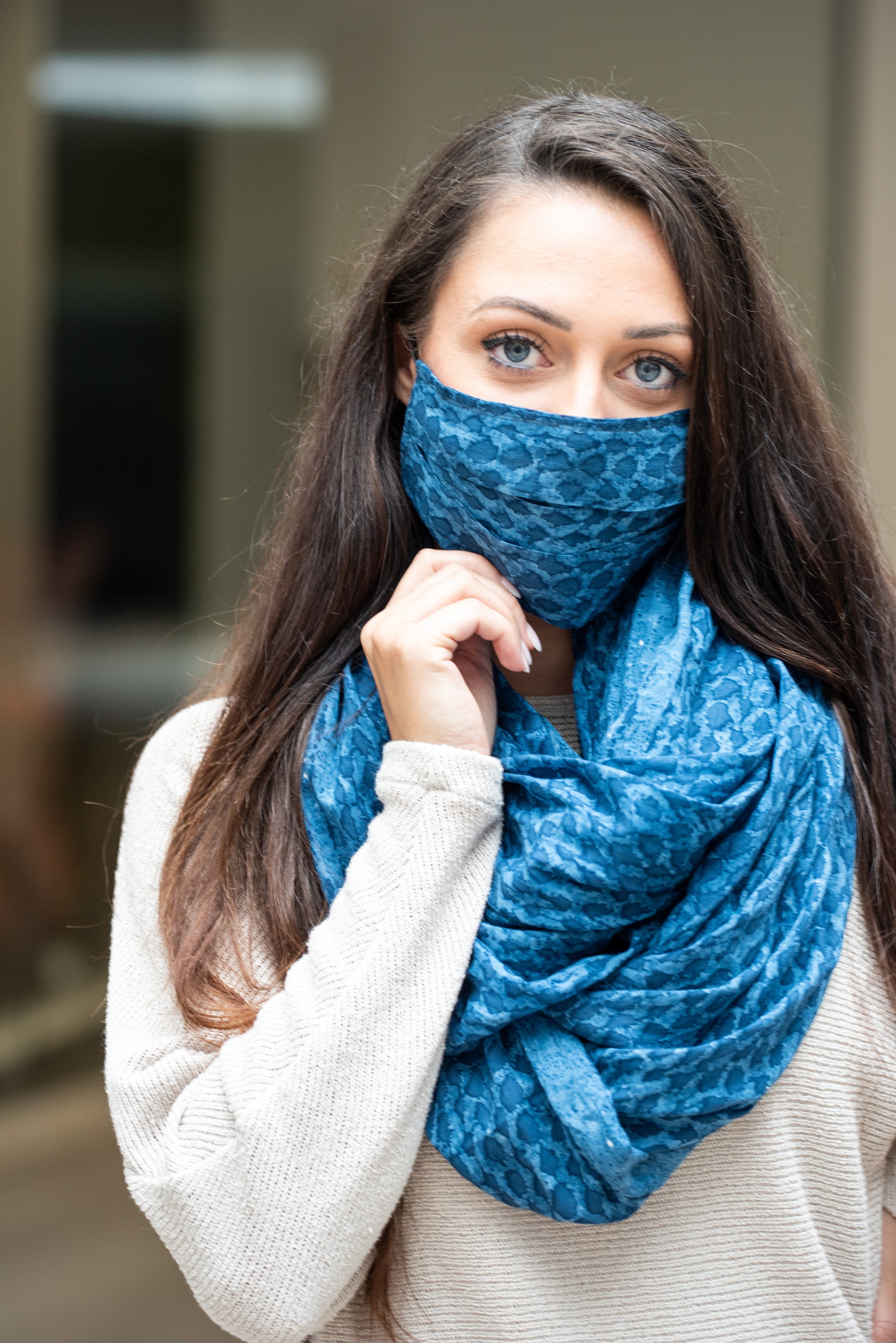 COLLEZIONE ALESSANDRO Loop "Jeansi" 1 Stk. tlg. mit passender Mund-Nasen-Be günstig online kaufen