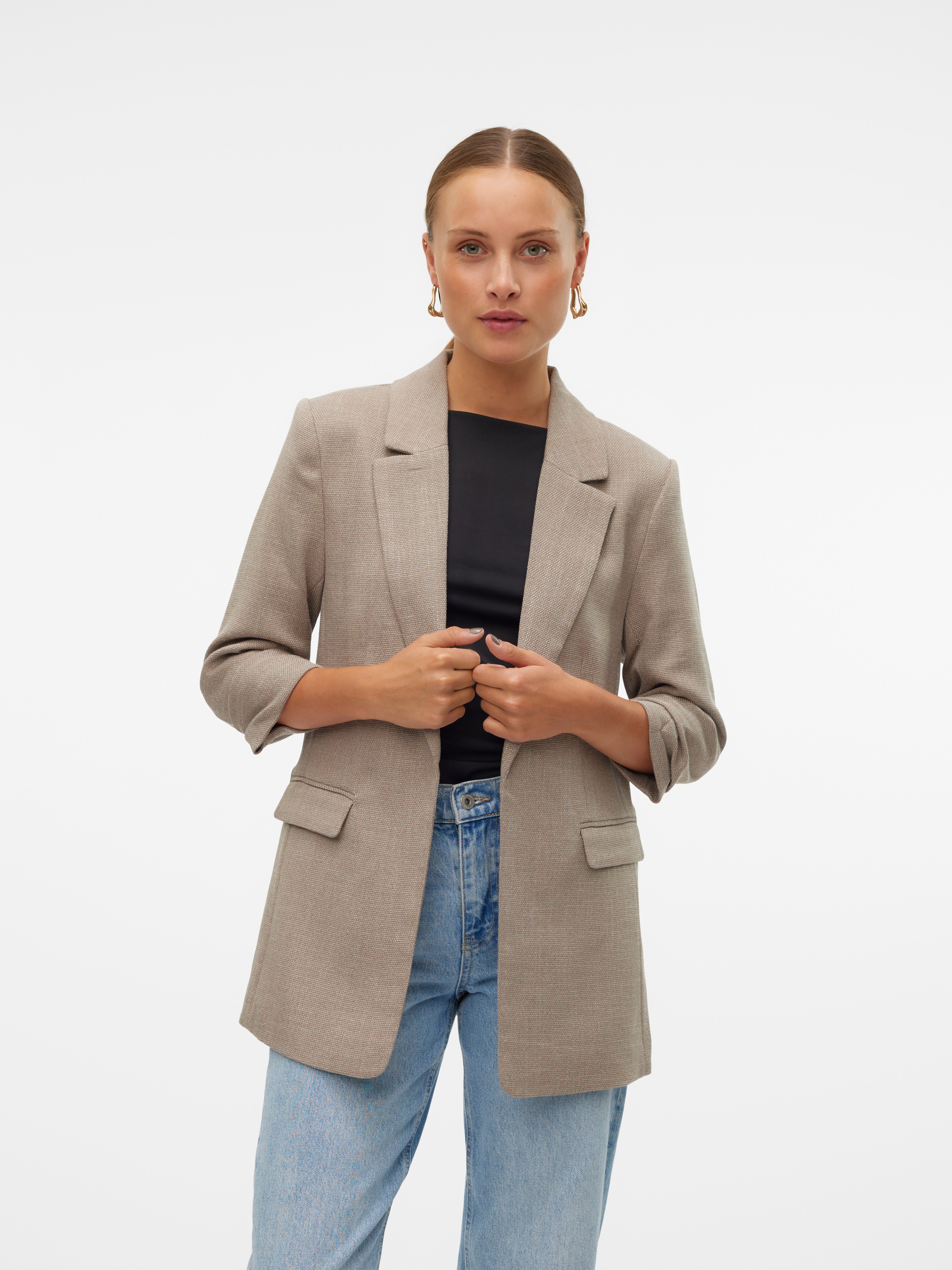 Vero Moda Longblazer »VMFRIDA LS REGULAR BLAZER NOOS«, ohne Verschluss und mit gerafften 3/4 Arm