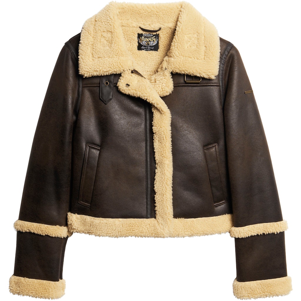 Superdry Lederimitatjacke »FAUX SHEARLING CROP JACKET«