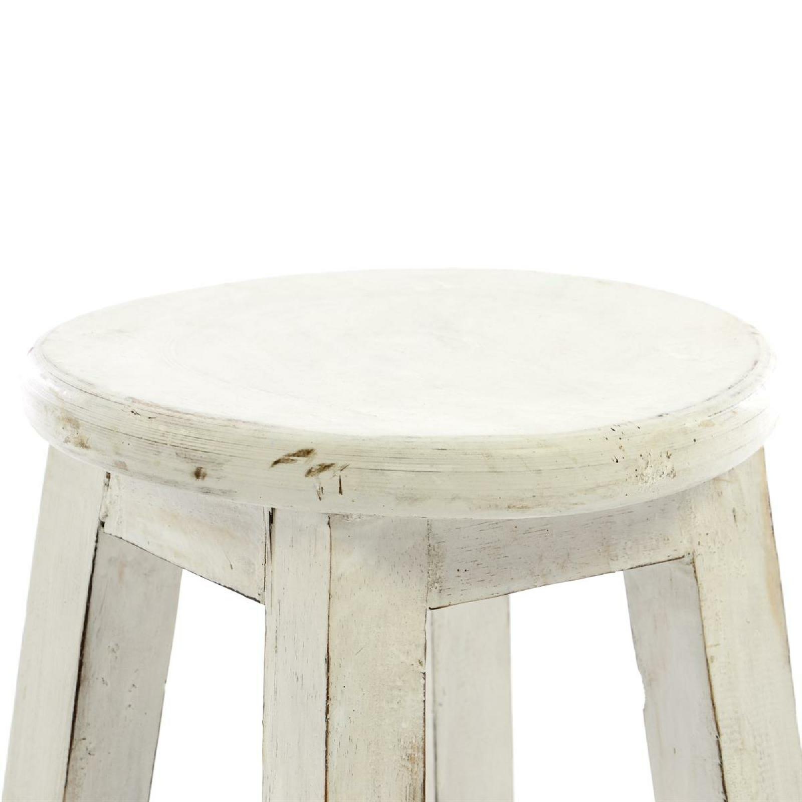 Gartenstuhl VCM "Vintage Hocker weiß", weiß, Obermaterial: 100% Holz Wood., Stühle, Gartenstuhl 2