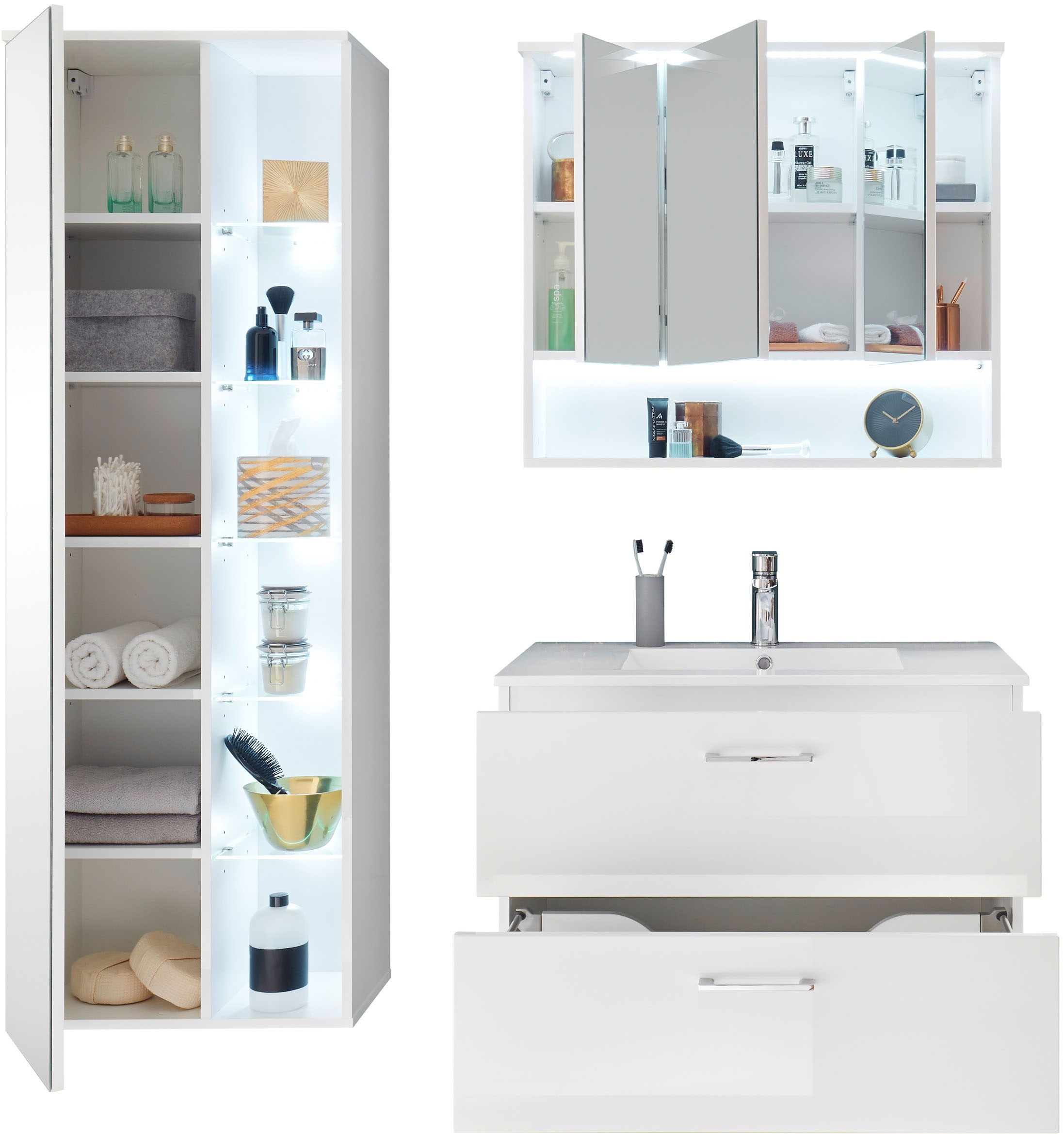 Thumbnail - BASIC by Balculina Badmöbel-Set "Best80" 3 Stk. tlg.