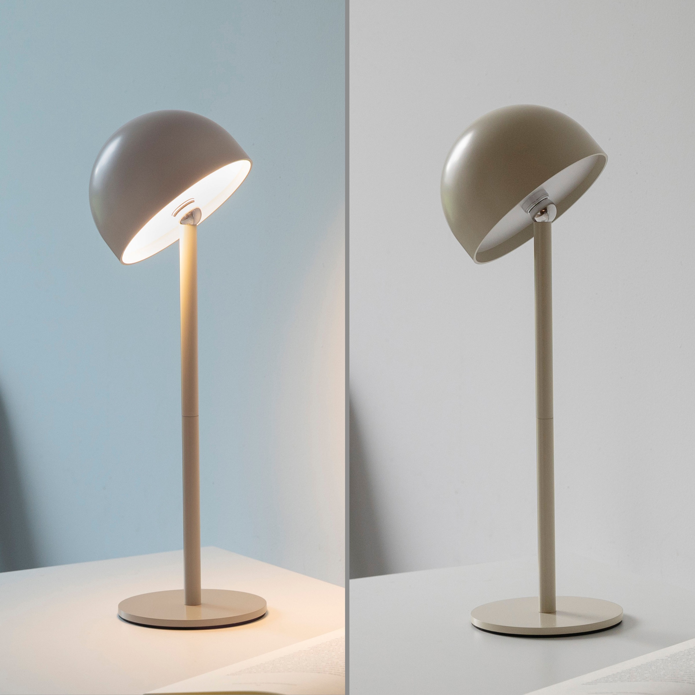 OTTO home Tischleuchte »Akku Tischlampe GERRIN Indoor Outdoor, magnetischer Flaschenaufsatz« LED-Board Warmweiß Pilzlampe Flaschenaufsatz, Regulierung der Lichtstärke, Pilz, Lampe
