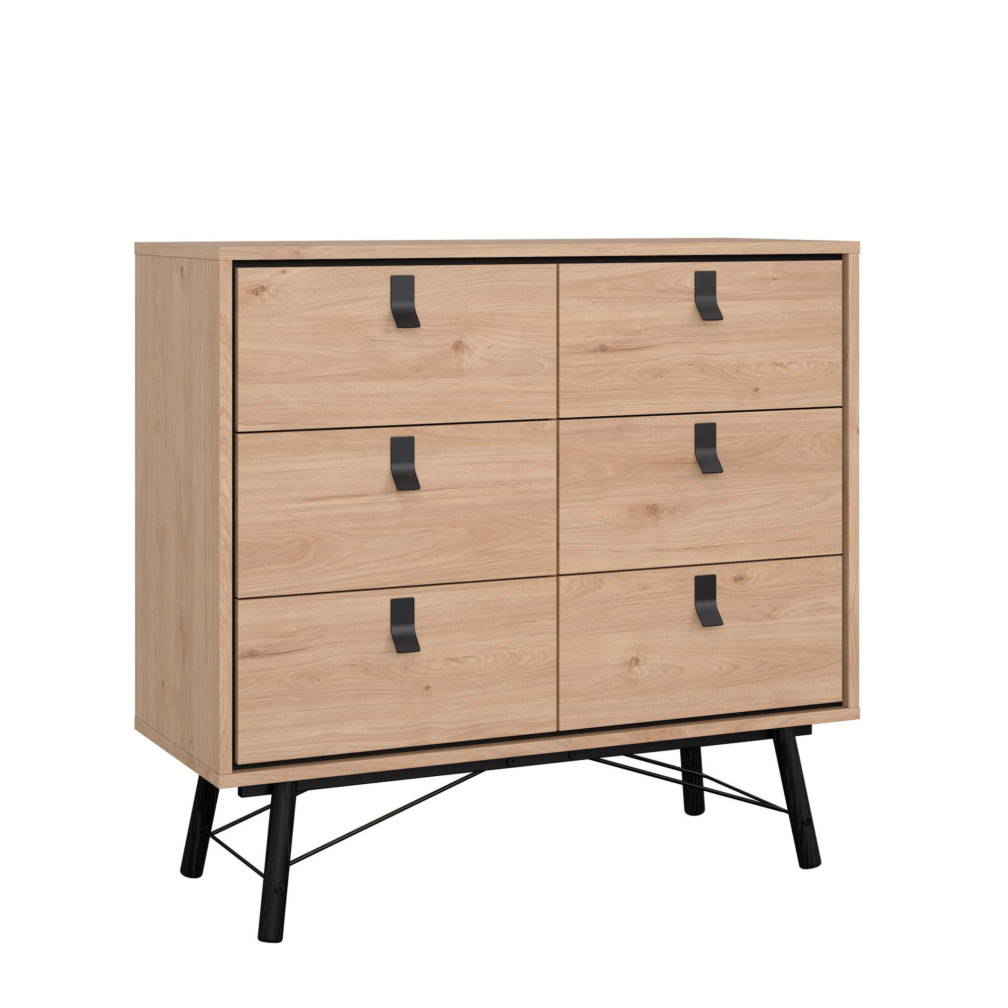 Commode RY  6 Tiroirs  Décor Chene  L101 8   P40 1   H94 8 cm