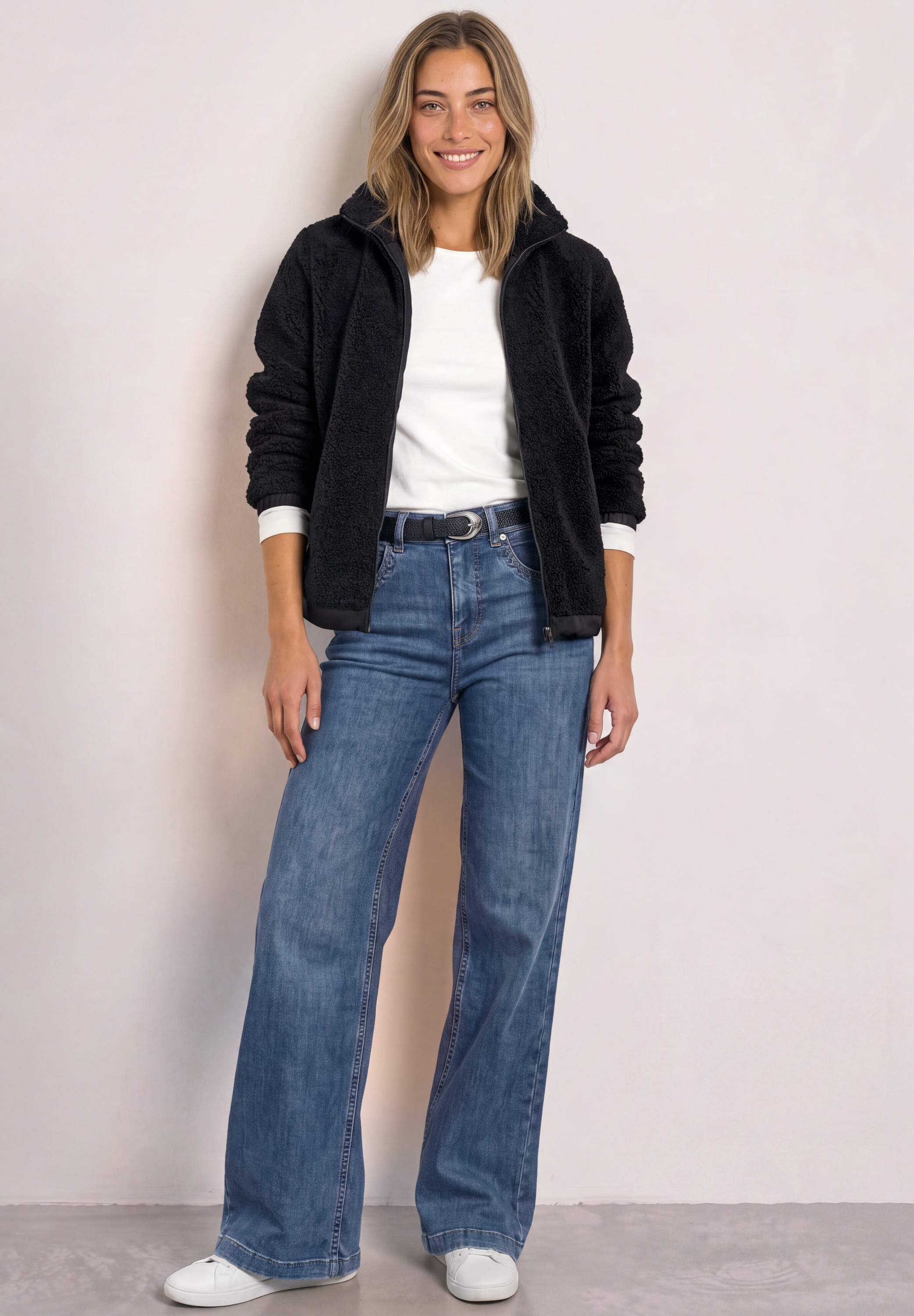 STREET ONE Fellimitatjacke ohne Kapuze mit Stehkragen