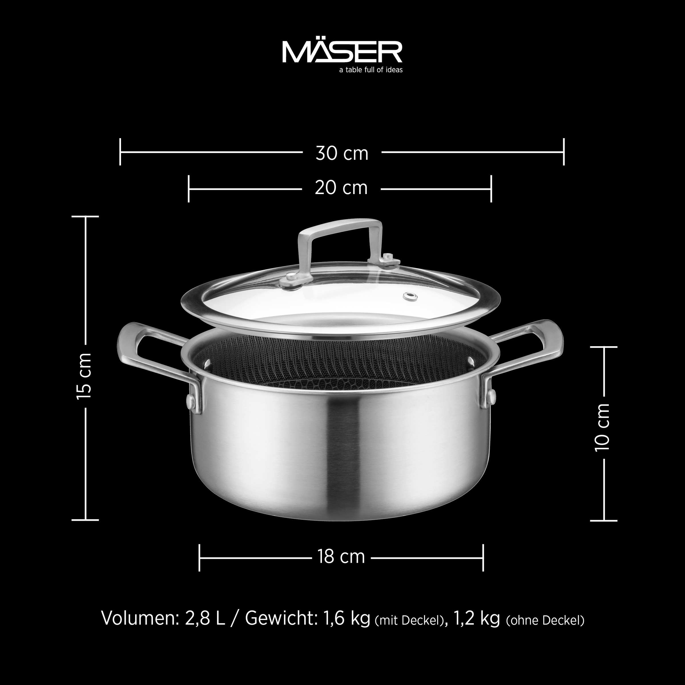 MÄSER Kochtopf »Hestia Keramik« Set, 2 tlg. Edelstahl 18/10