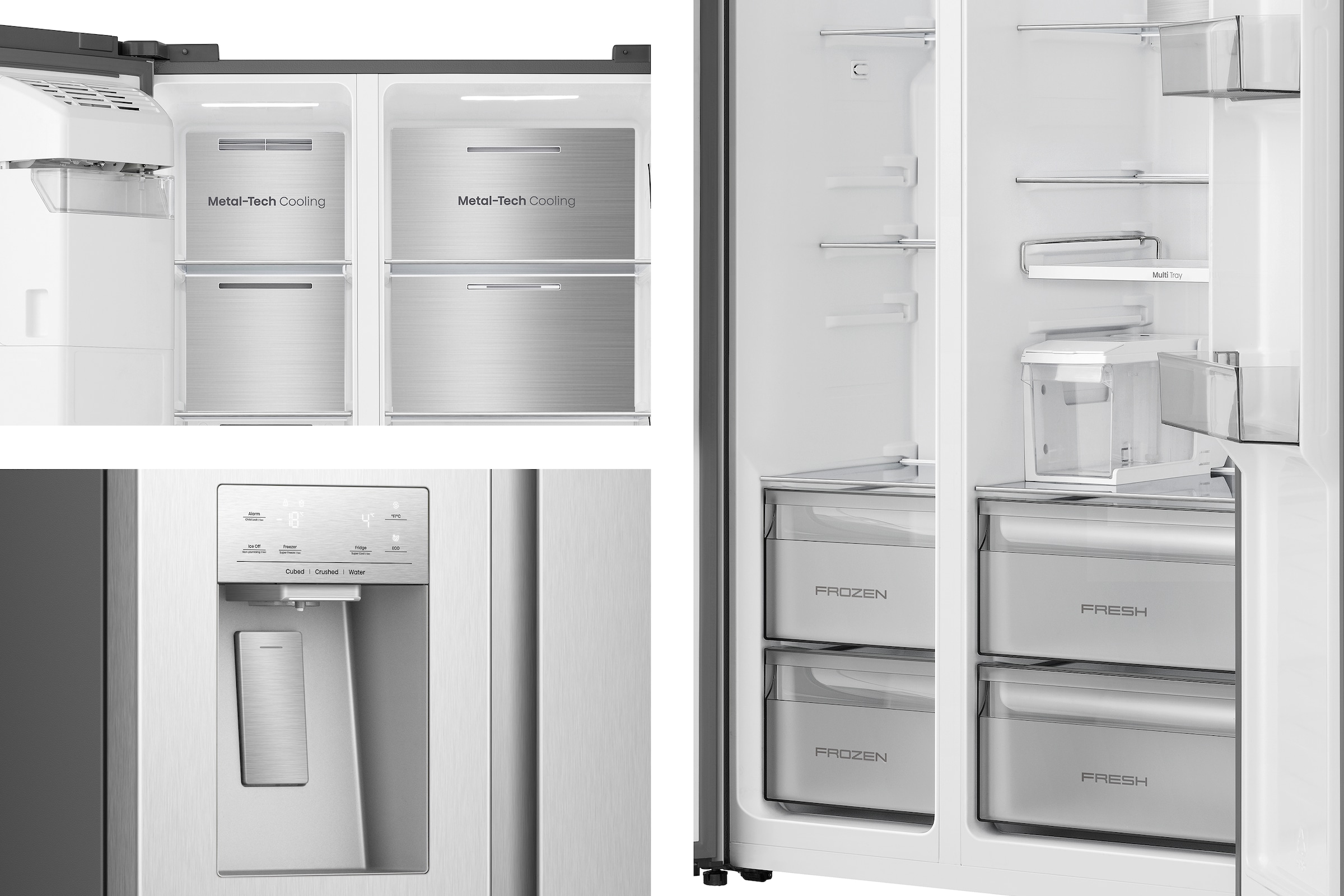 Hisense Side-by-Side »MS91528IC« 178,6 cm hoch 91,1 cm breit mit Wasser-/Eisspender, kein Festwasseranschluss dank Tank