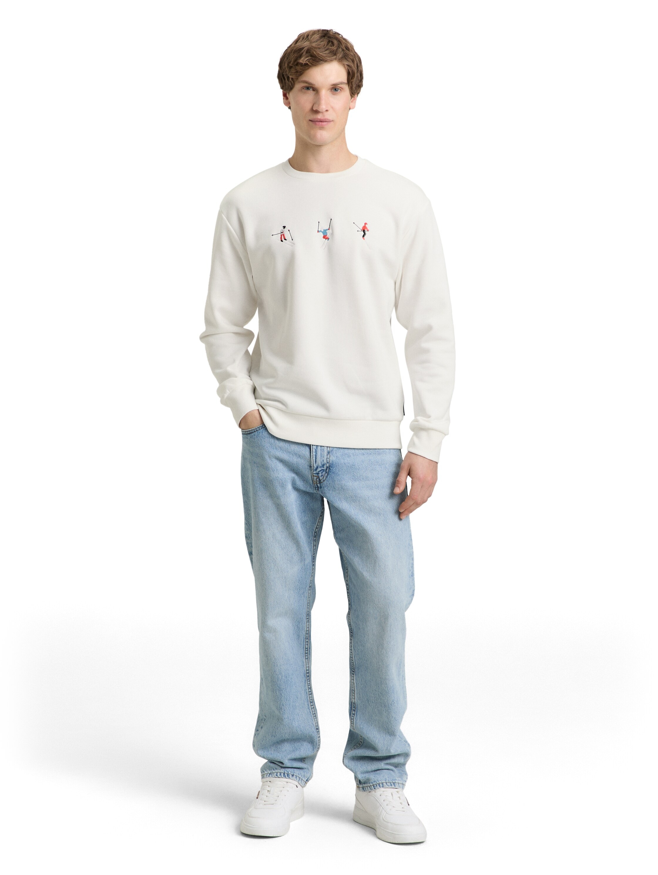 TOM TAILOR Denim Sweater , mit Ski-Motiven bestickt
