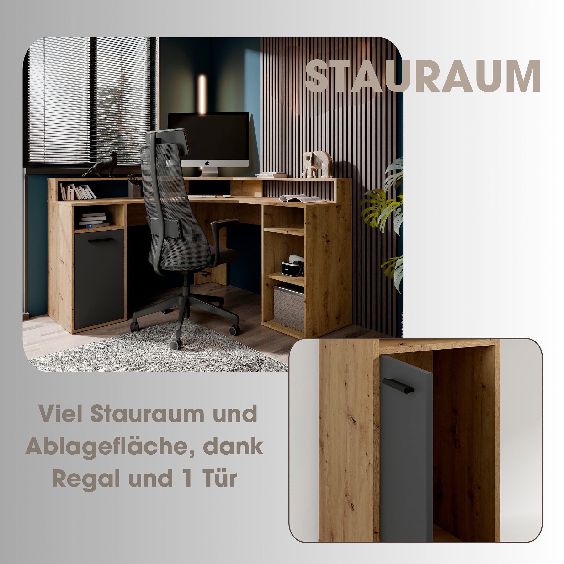byLIVING Gamingtisch »Fox«, Breite 139 cm, moderner Eck-Schreibtisch