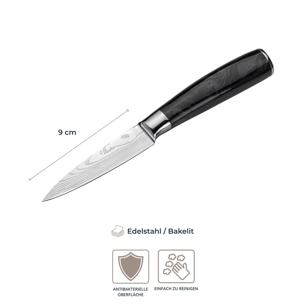 RESTO Kitchenware Gemüsemesser »Eridanus 9 cm, aus Edelstahl«, (1 tlg.), professionelles Schälmesser mit lasergravierter Hochleistungsklinge