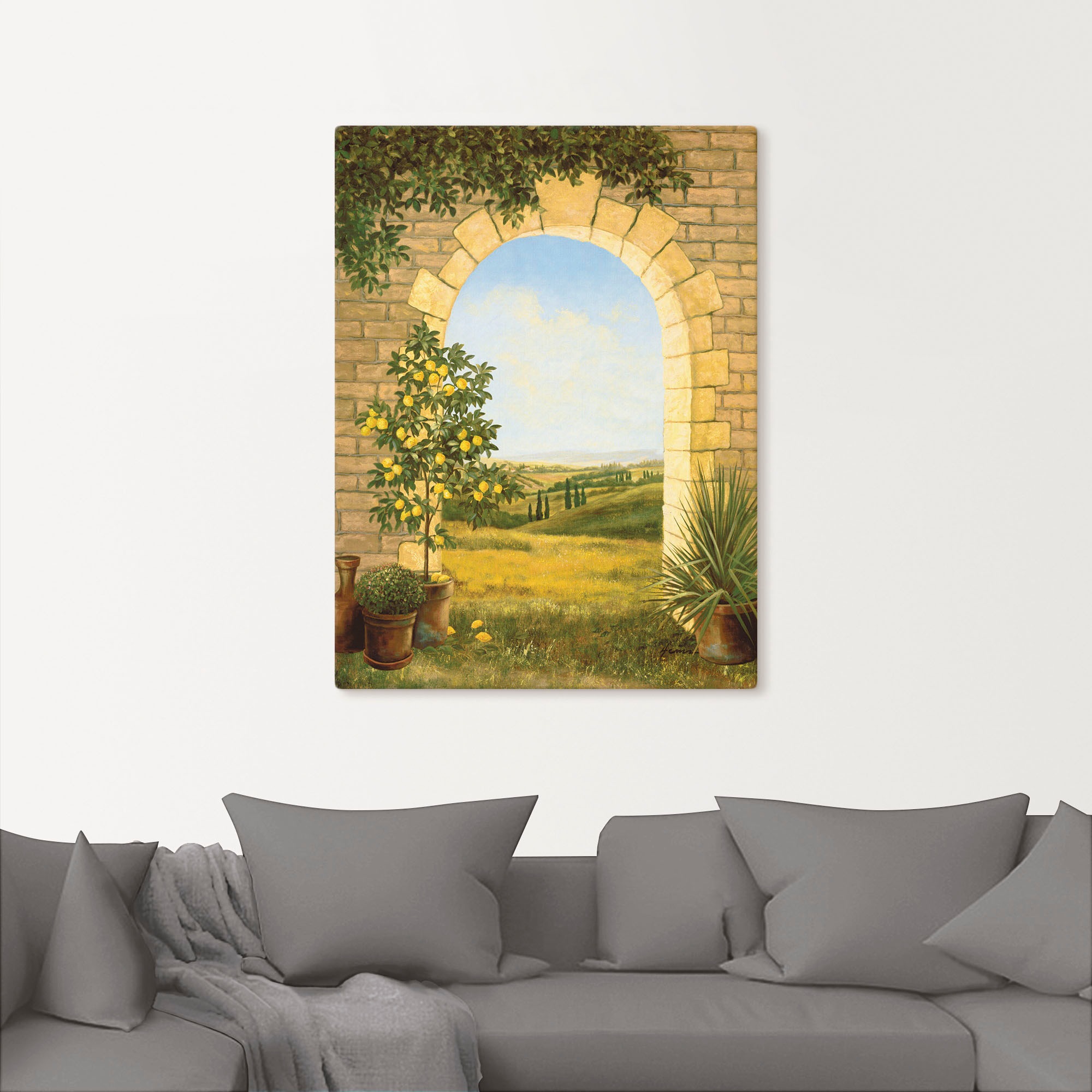 Artland Wandbild »Zitronenbaum vorm Torbogen II«, Fensterblick, (1 St.), als Alubild, Outdoorbild, Leinwandbild, Poster in verschied. Größen