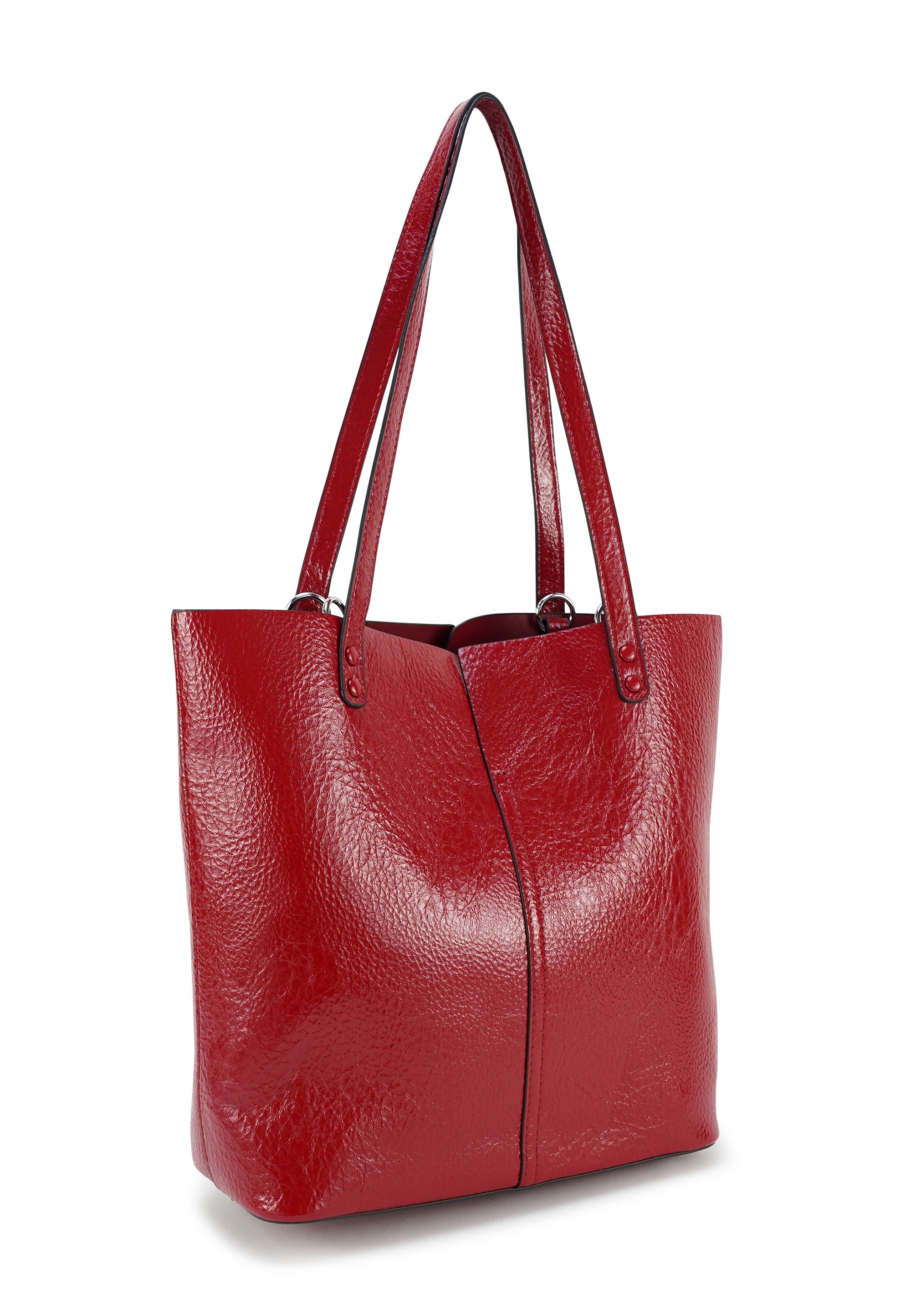 Henkeltasche HARPA "CASSIDY", Herren, Gr. B/H/T: 40cm x 19cm x 25,5cm, rot, Polyurethan (PU), unifarben, Taschen, in Lackoptik inklusive Kosmetiktasche 3