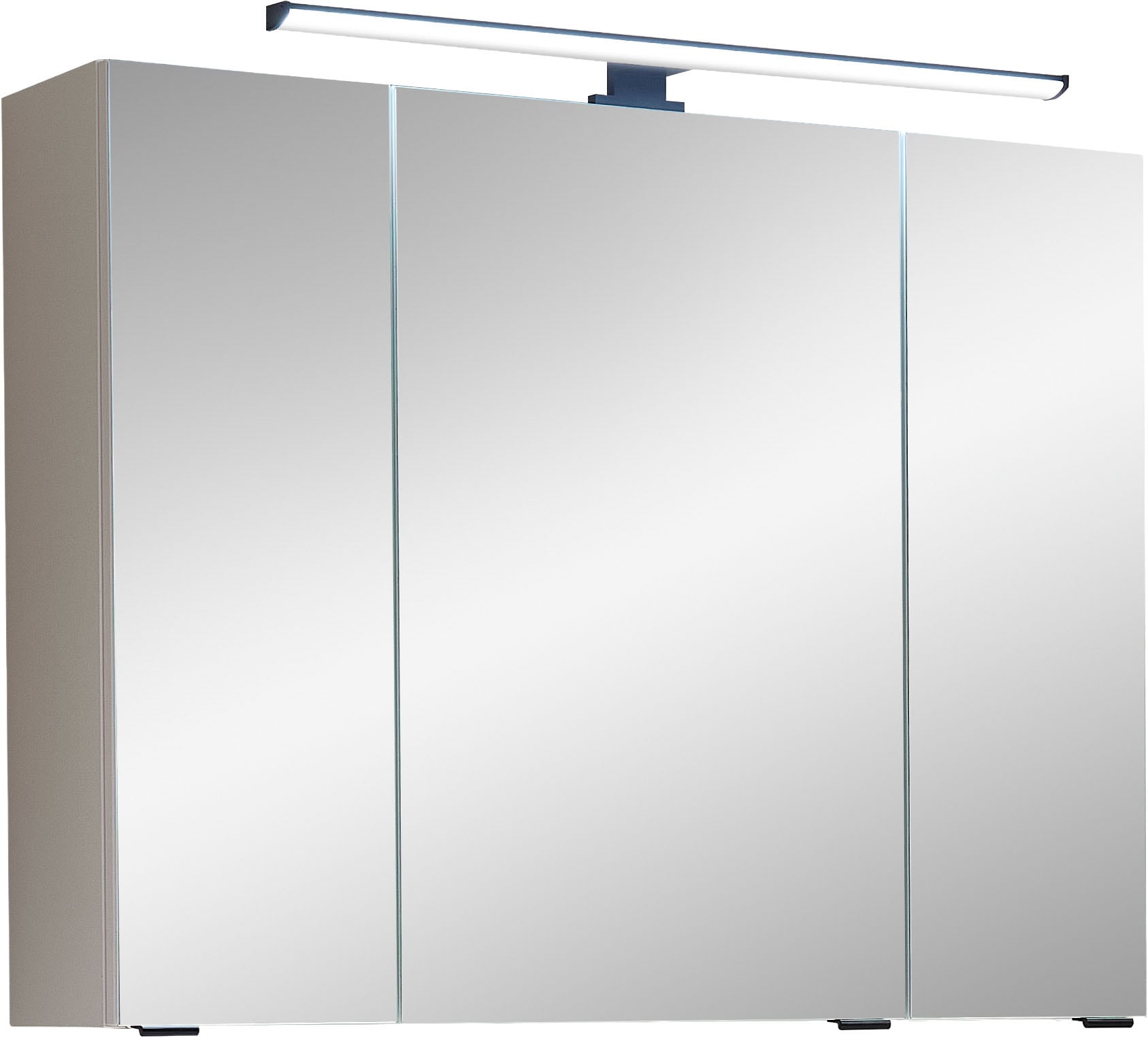 Saphir Badezimmerspiegelschrank "Quickset 500, 3 Türen, 80cm breit, LED-Aufsatzleuchte" inkl. Schalter und Steckdose