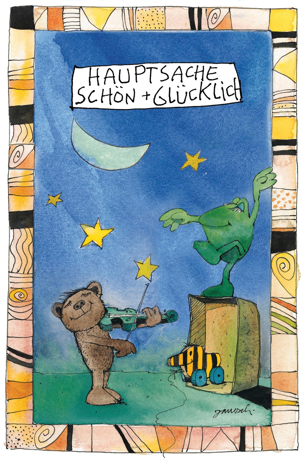 LuckyLinde Leinwandbild "Der kleine Bär - Hauptsache schön glücklich" 1 Stk günstig online kaufen