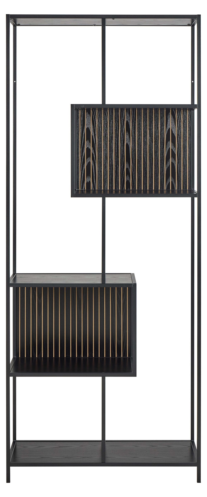 ACTONA GROUP Bücherregal »Seaford, Standregal, Regal, Raumteiler« 77x35x185 cm,  schwarzer Stahlrahmen, 5 Regale, Wendemodul, Breite 77 cm