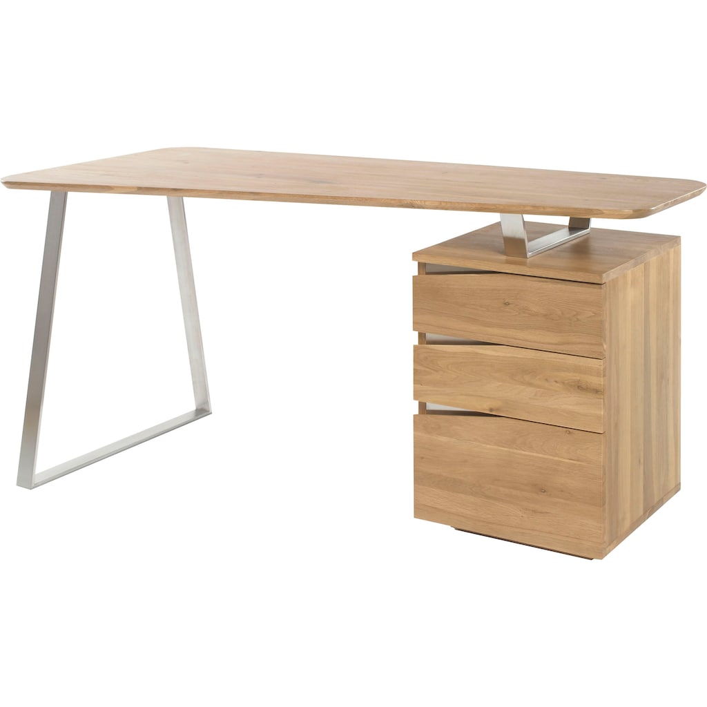 MCA furniture Schreibtisch »Tori«, Asteiche Massivholz geölt, mit 3 Schubladen, Breite 150 cm