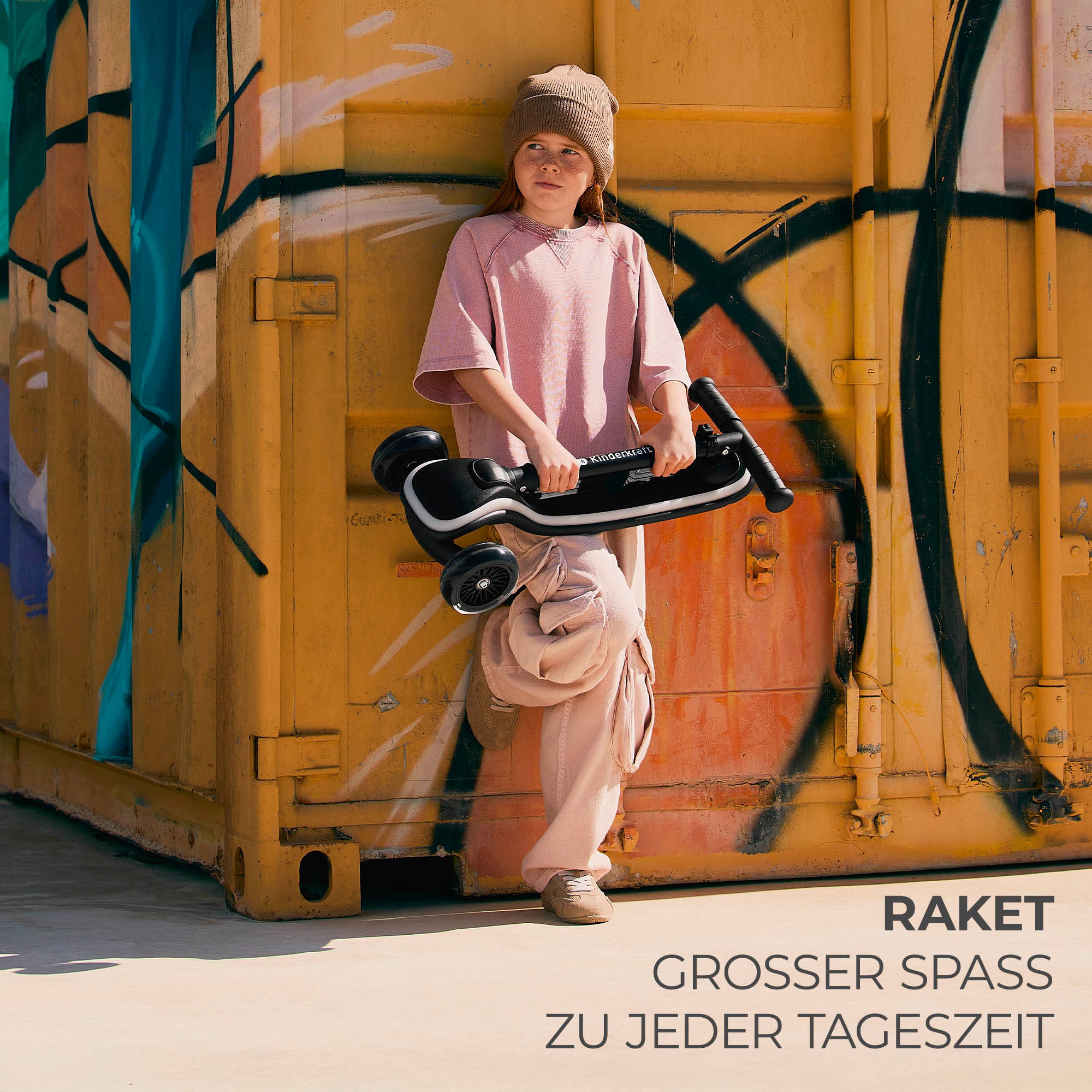 Kinderkraft Tretroller »RAKET«, für Kinder; mit Bremse und leuchtenden Vorderrädern