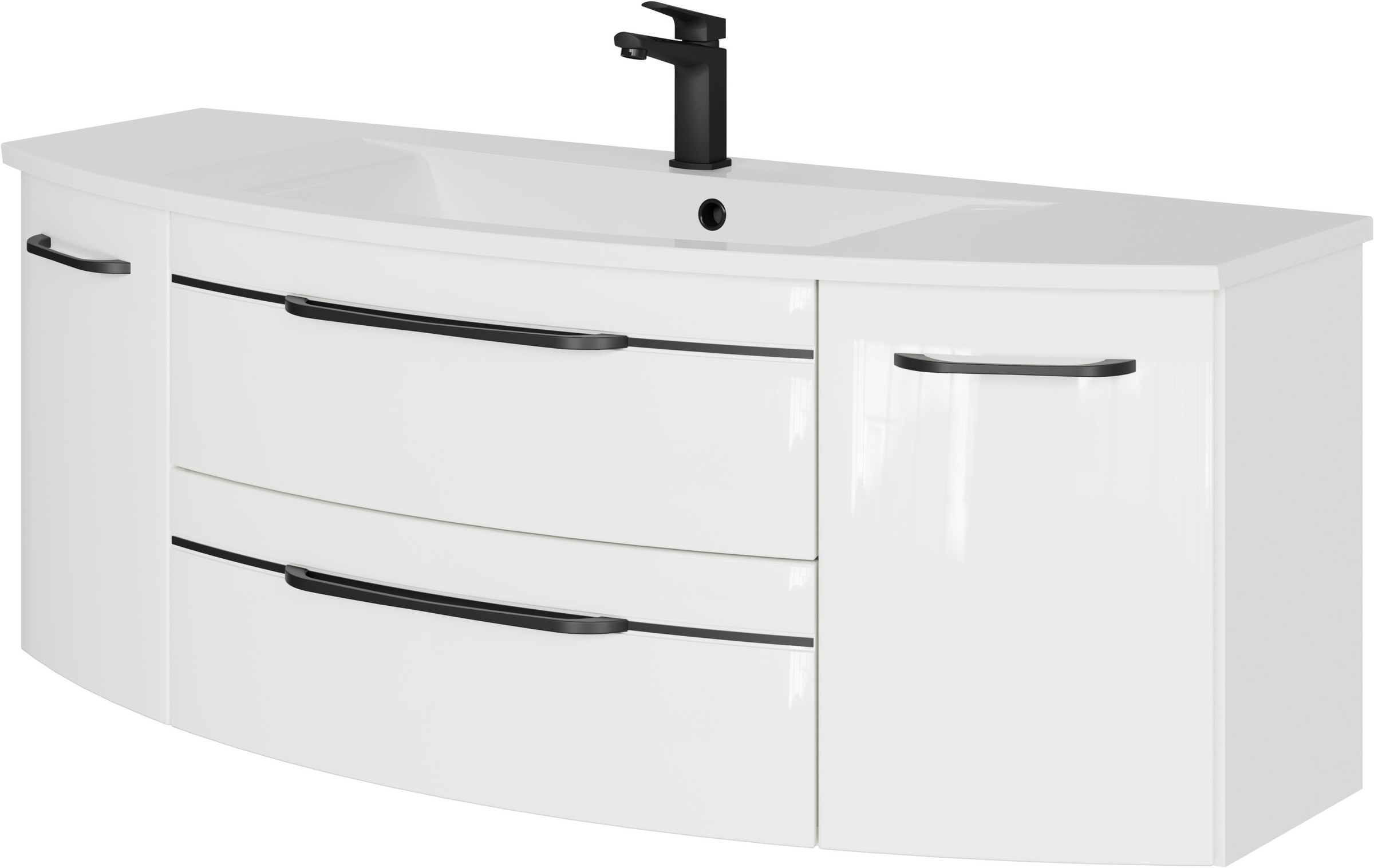 Saphir Badmöbel-Set »Serie 7045 2-teilig Mineralmarmor-Waschtisch mit LED-Spiegelschrank«, (Set, 2 St.), Badezimmer-Set 133,2 cm breit, inkl. Türdämpfer, 5 Türen, 2 Schubladen