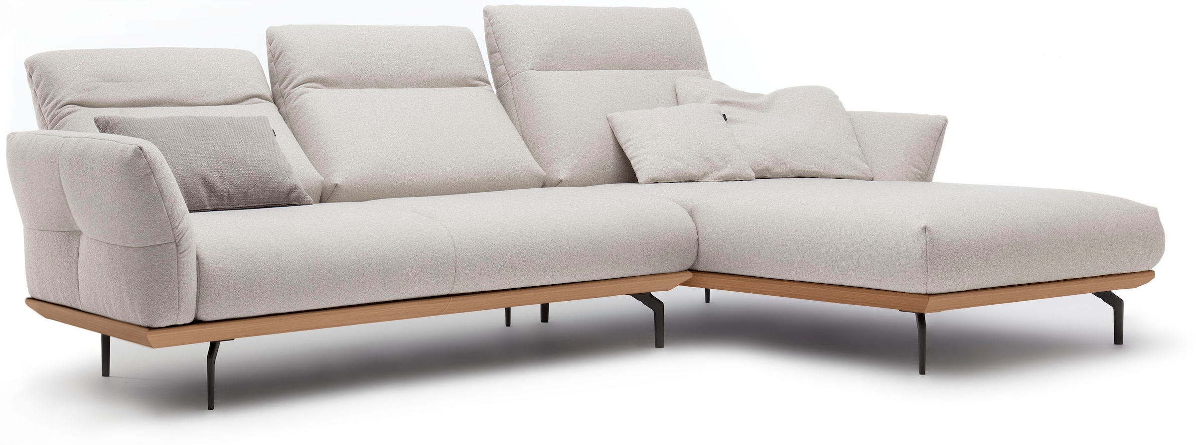 Creation BY ROLF BENZ Ecksofa »CR.460«, Sockel in Eiche, Alugussfüße in umbragrau, Breite 298 cm