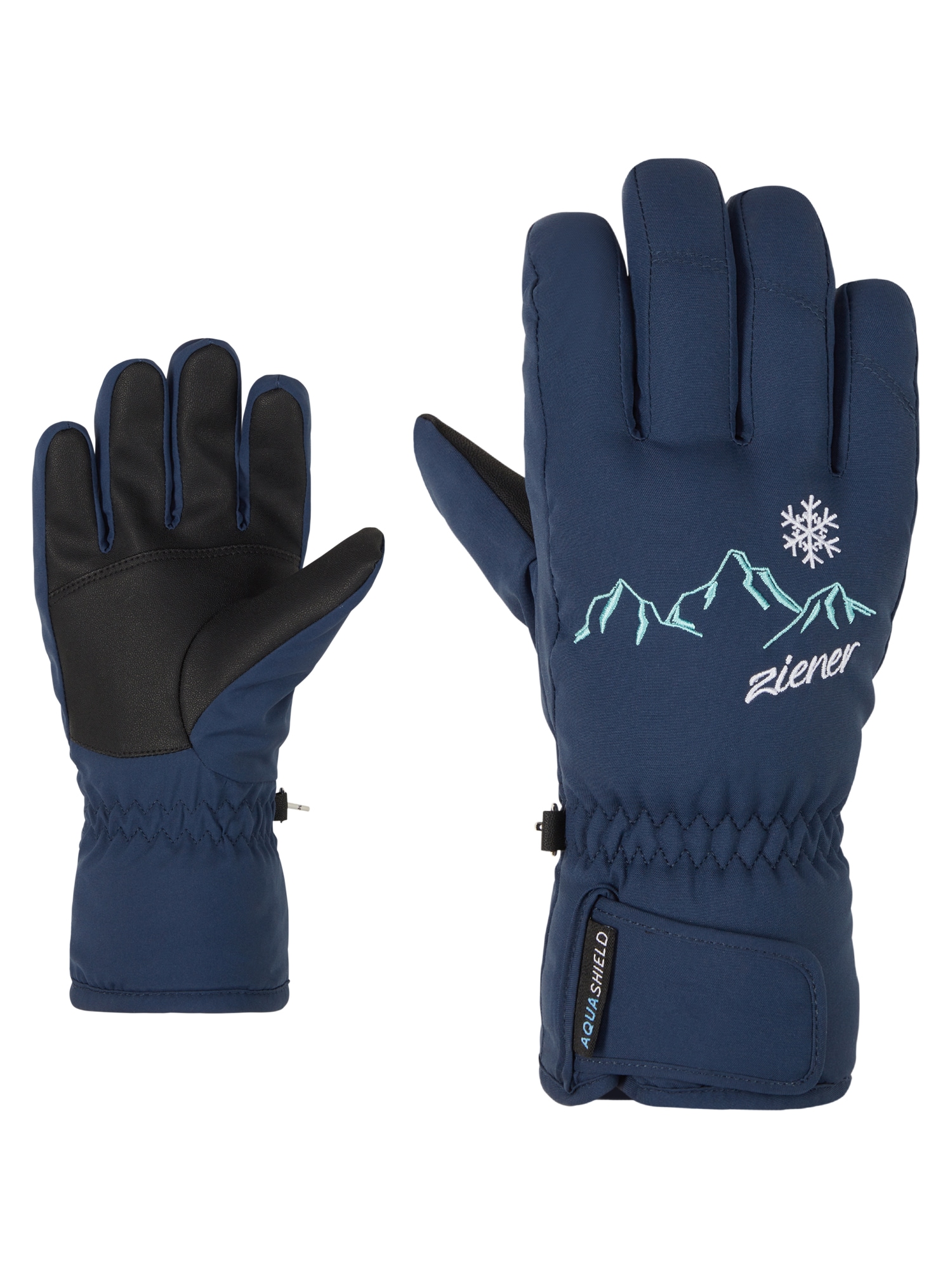 Ziener Skihandschuhe "LAILLA-Z AQUASHIELD MÄDCHEN" wasserdicht, winddicht, atmungsaktiv, warm, bestickt