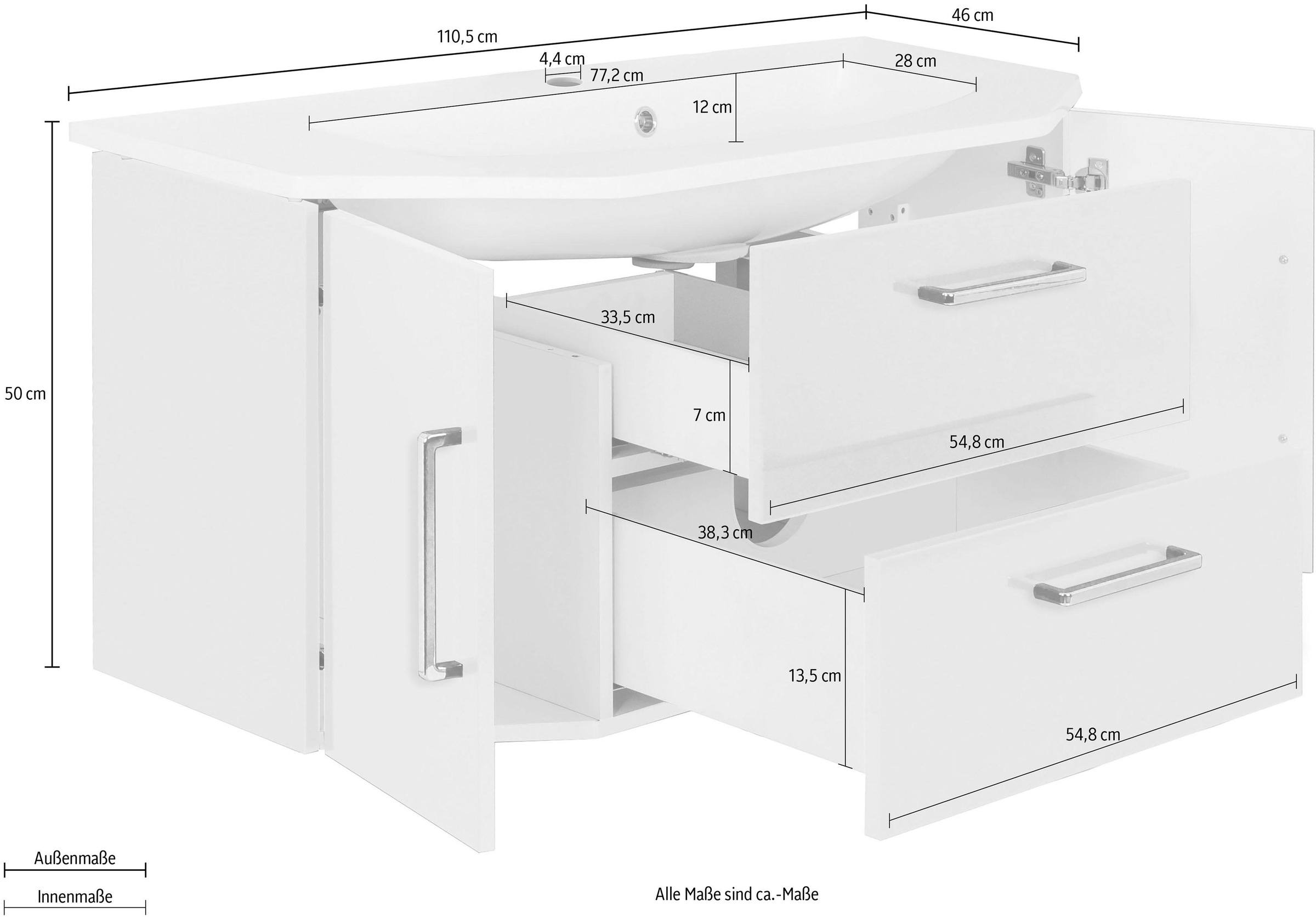 OPTIFIT Waschtisch »Ava«, Breite 110 cm, mit Mineralgussbecken bestellen |  BAUR