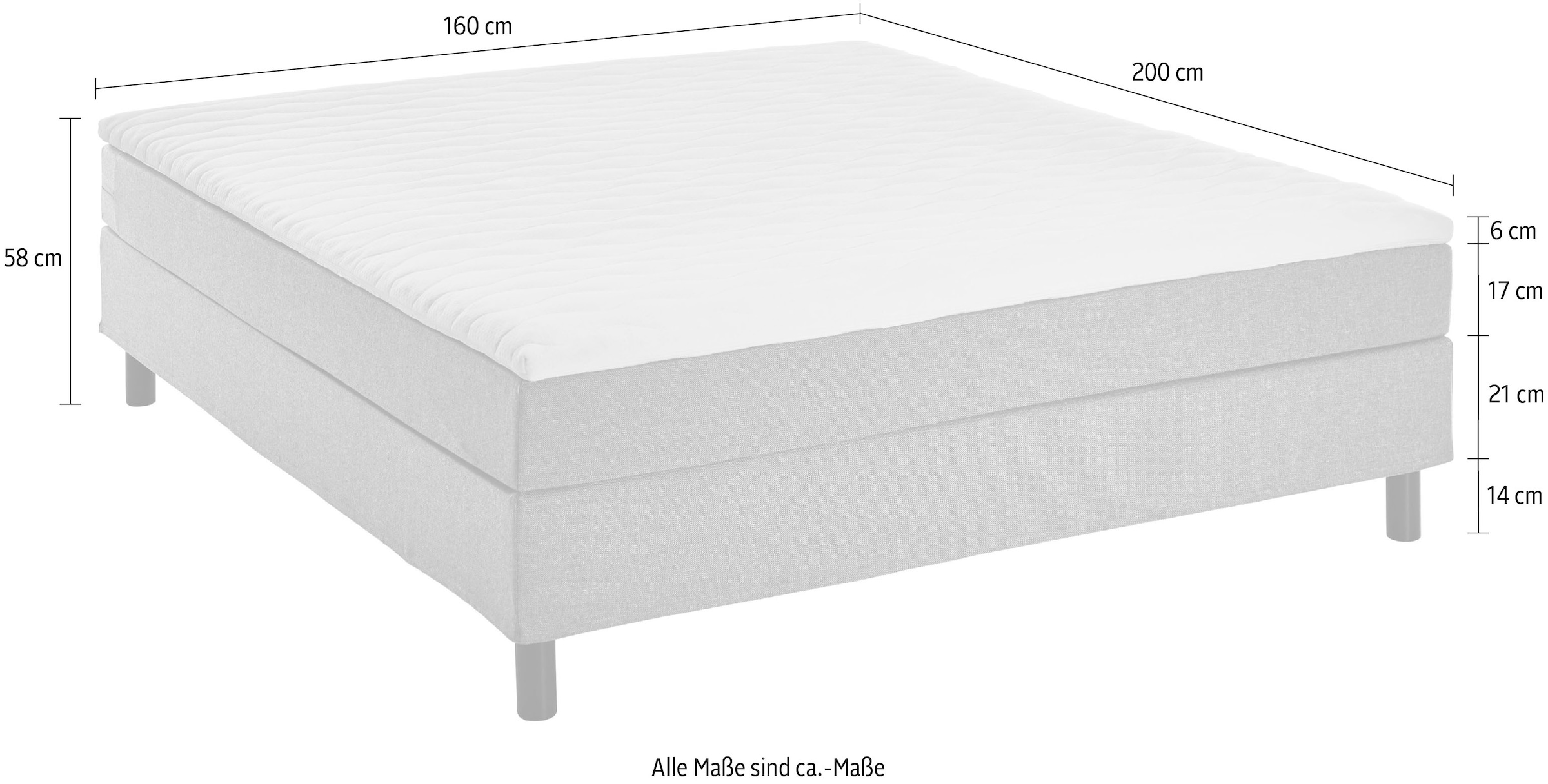 ATLANTIC home collection Boxbett »Happy«, ohne Kopfteil, mit Topper, wahlweise mit oder ohne Bettwaren
