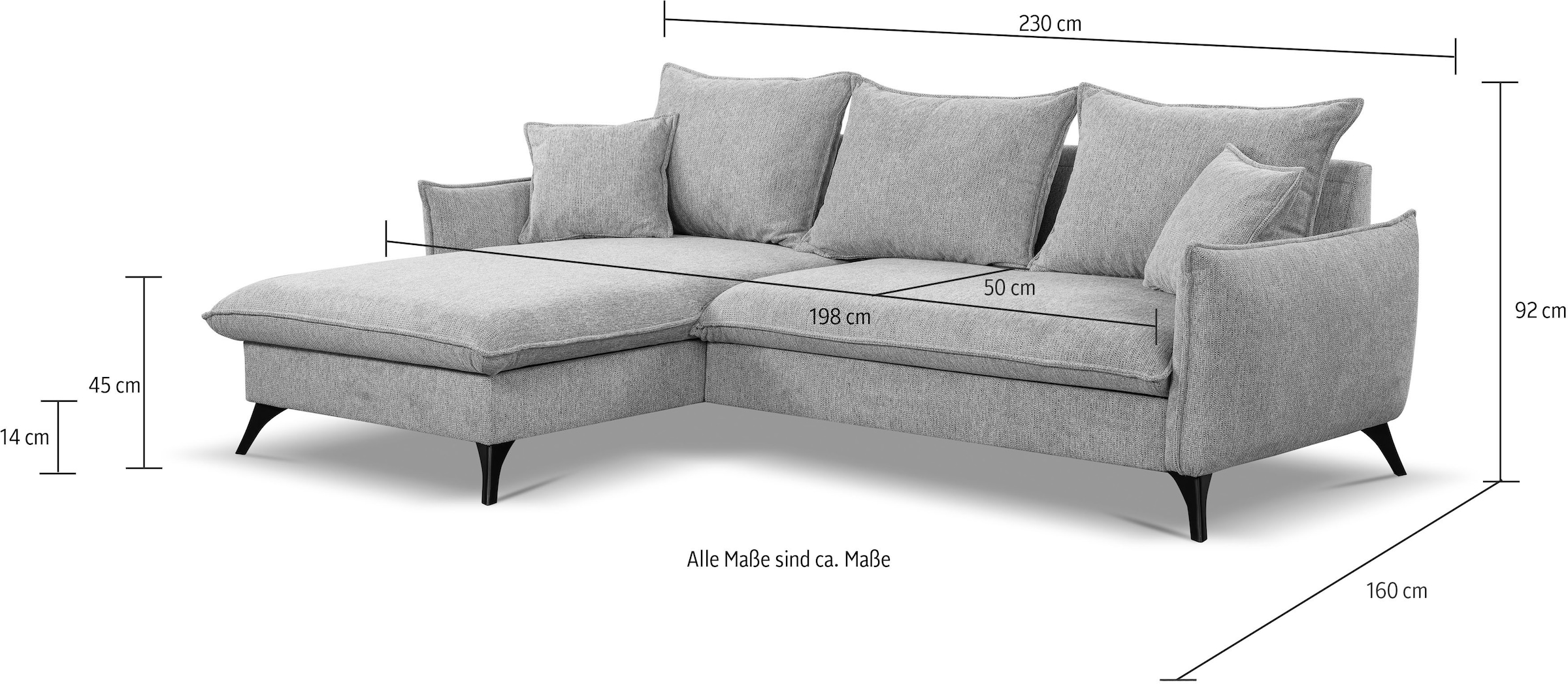 WERK2 Ecksofa »Modica L-Form«, Minimalistisches Ecksofa mit Schlaffunktion & Bettkasten