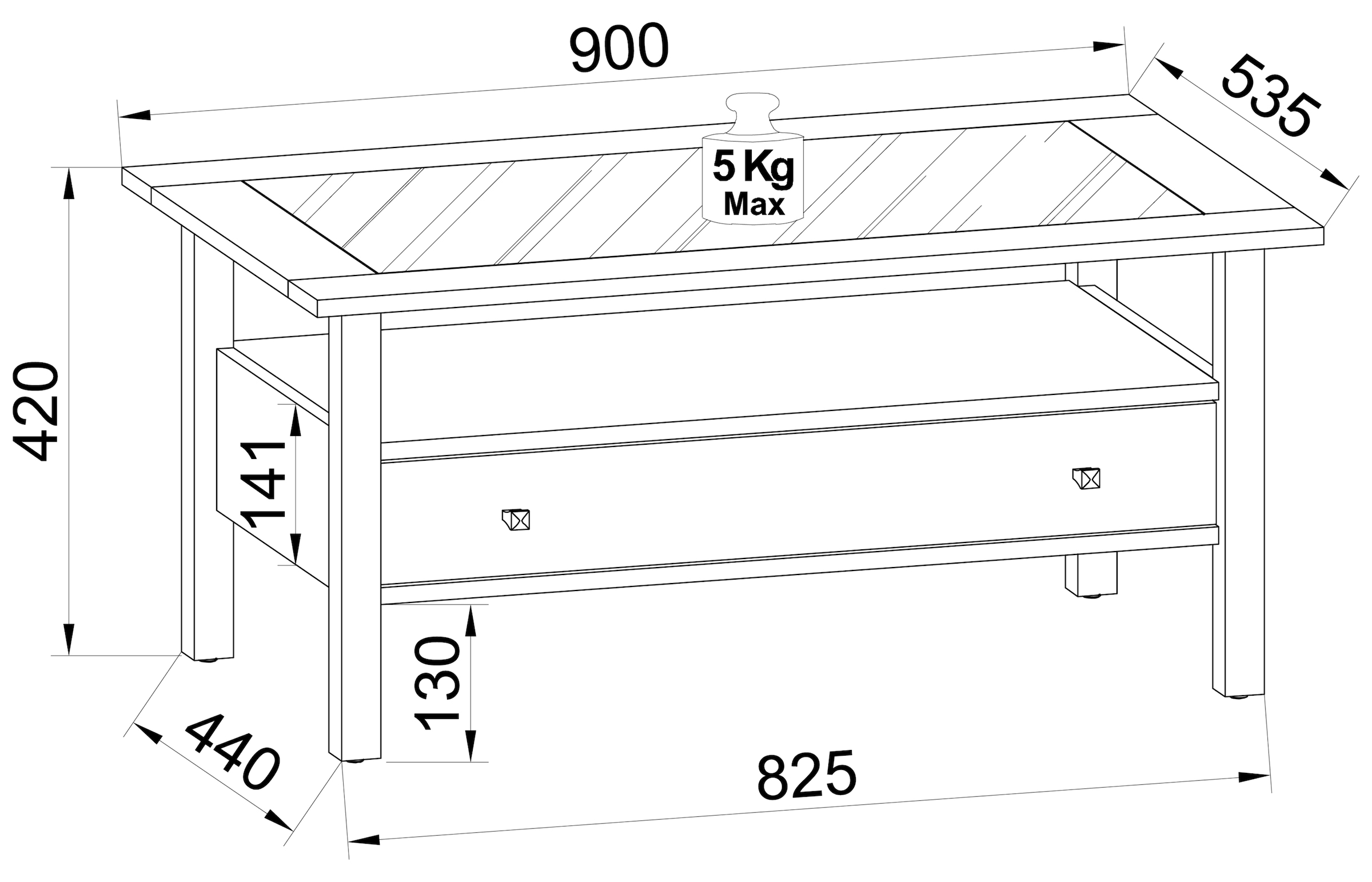 VCM Beistelltisch »Holz Sofatisch Couchtisch Schublade Lingis L«