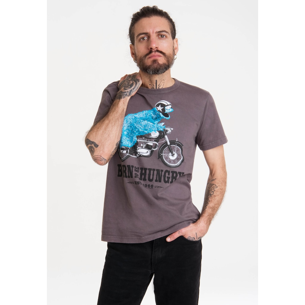 LOGOSHIRT T-Shirt »Sesamstrasse - Krümelmonster Motorrad«, mit lizenziertem Print