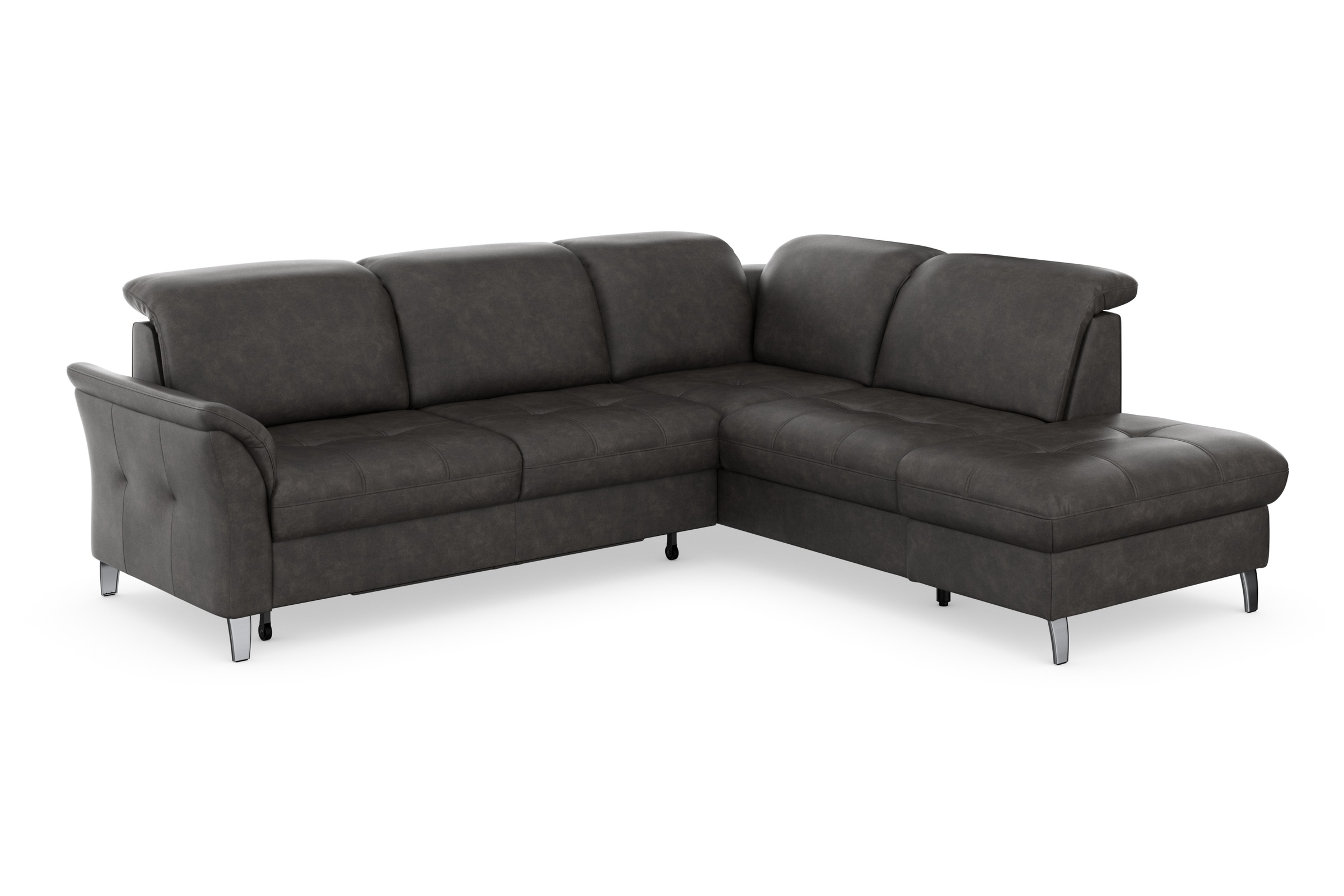 Ecksofa SIT & MORE "Maggiore L-Form", grau (anthrazit), B:261cm T:224cm, 100% Polyester, Sofas, Ecksofa, wahlweise mit Kopfteilverstellung, Bettfunktion und Stauraum 6