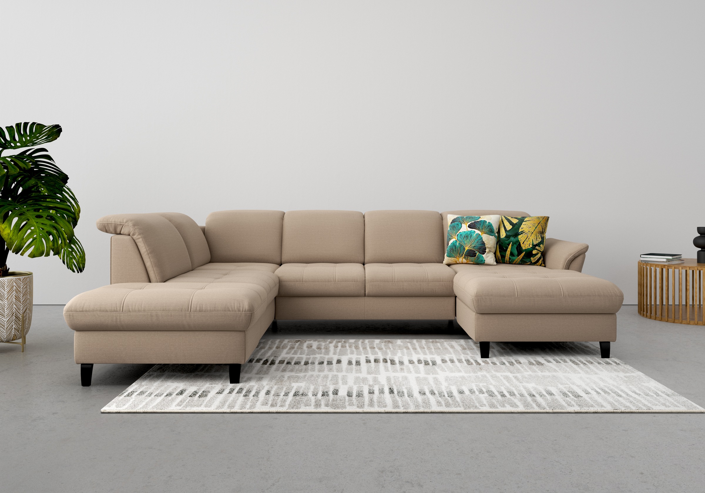 Wohnlandschaft SIT & MORE "Maggiore U-Form", grau (taupe), B:312cm H:88cm T:224cm, 98% Polyester, 2% Polyamid, Sofas, Wohnlandschaft, wahlweise mit Kopfteilverstellung, Bettfunktion und Stauraum 7