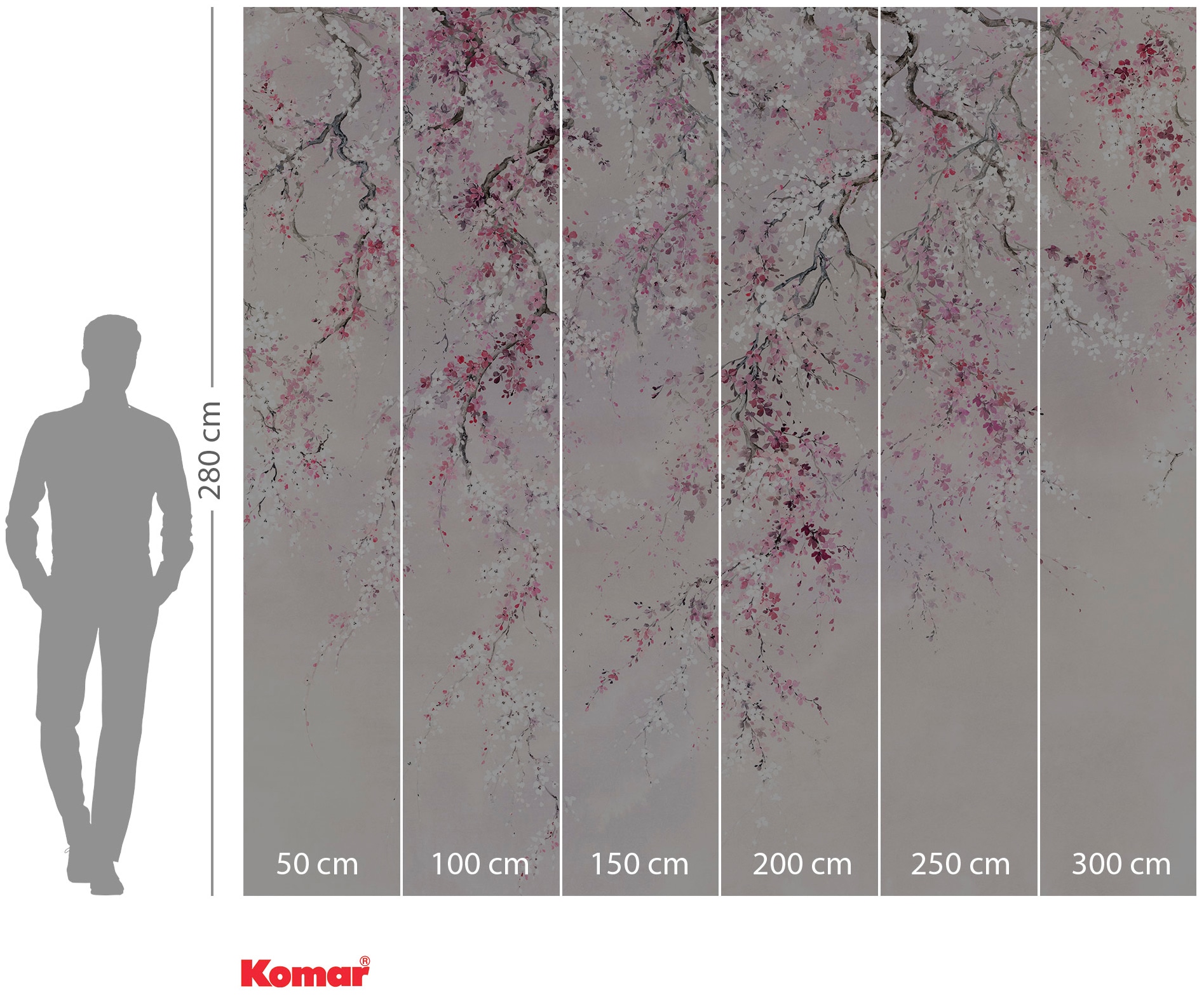 Komar Vliestapete »Digitaldruck Vlies - Kirschblüten - Größe 300 x 280 cm«, bedruckt, Wohnzimmer, Schlafzimmer