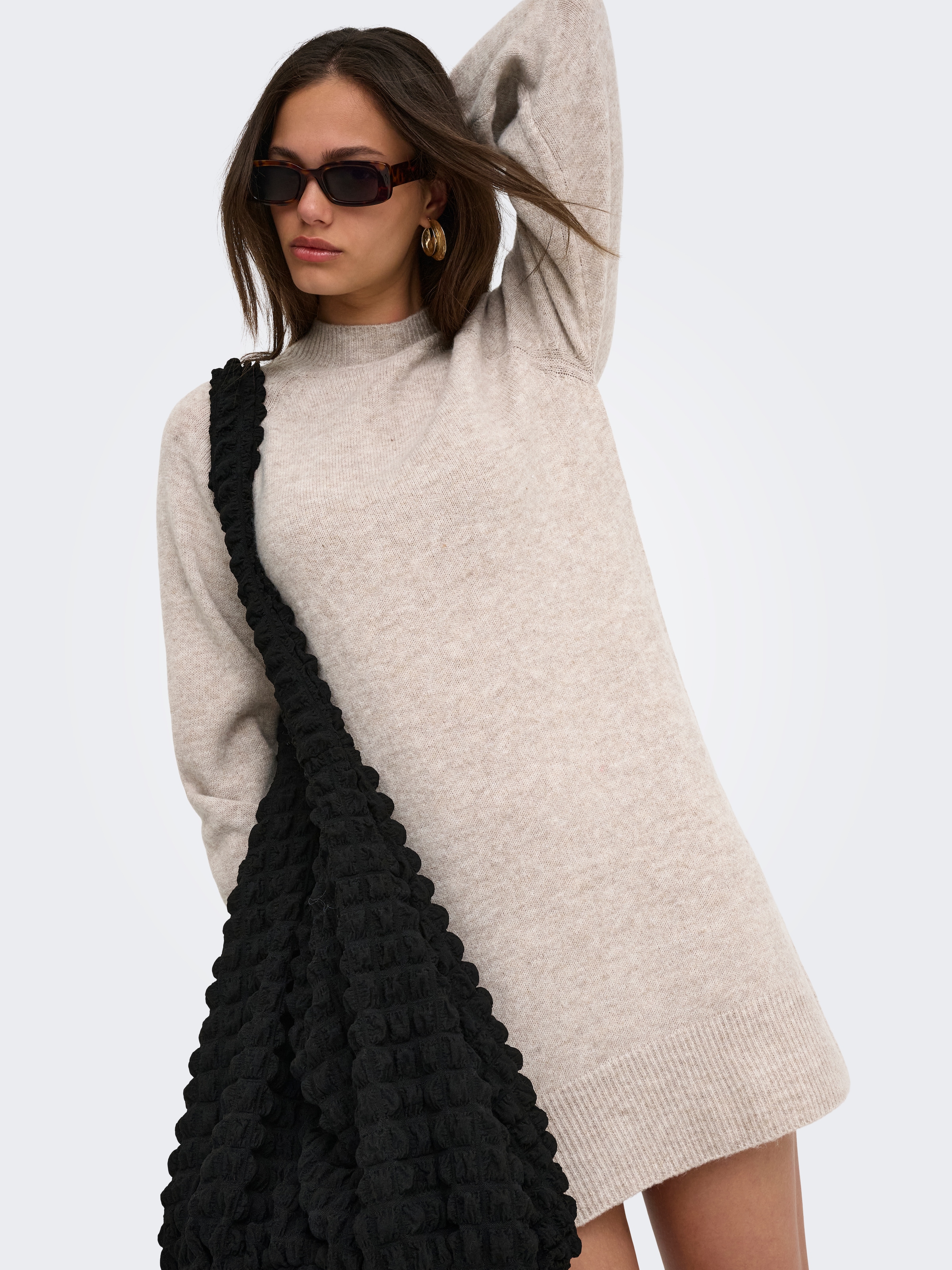 ONLY Strickkleid »ONLOLIVIA LS HIGH NECK DRESS CC KNT« Materialmix, regular fit