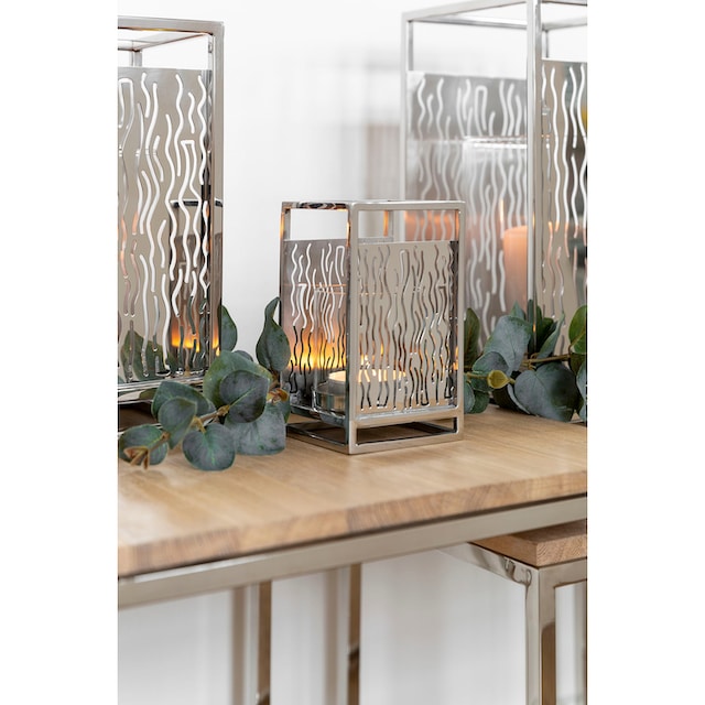 Fink Windlicht »Kerzenhalter NICOSA«, (1 St.), aus Edelstahl und Glas, mit  ausgestanzten Cut-Outs bestellen | BAUR