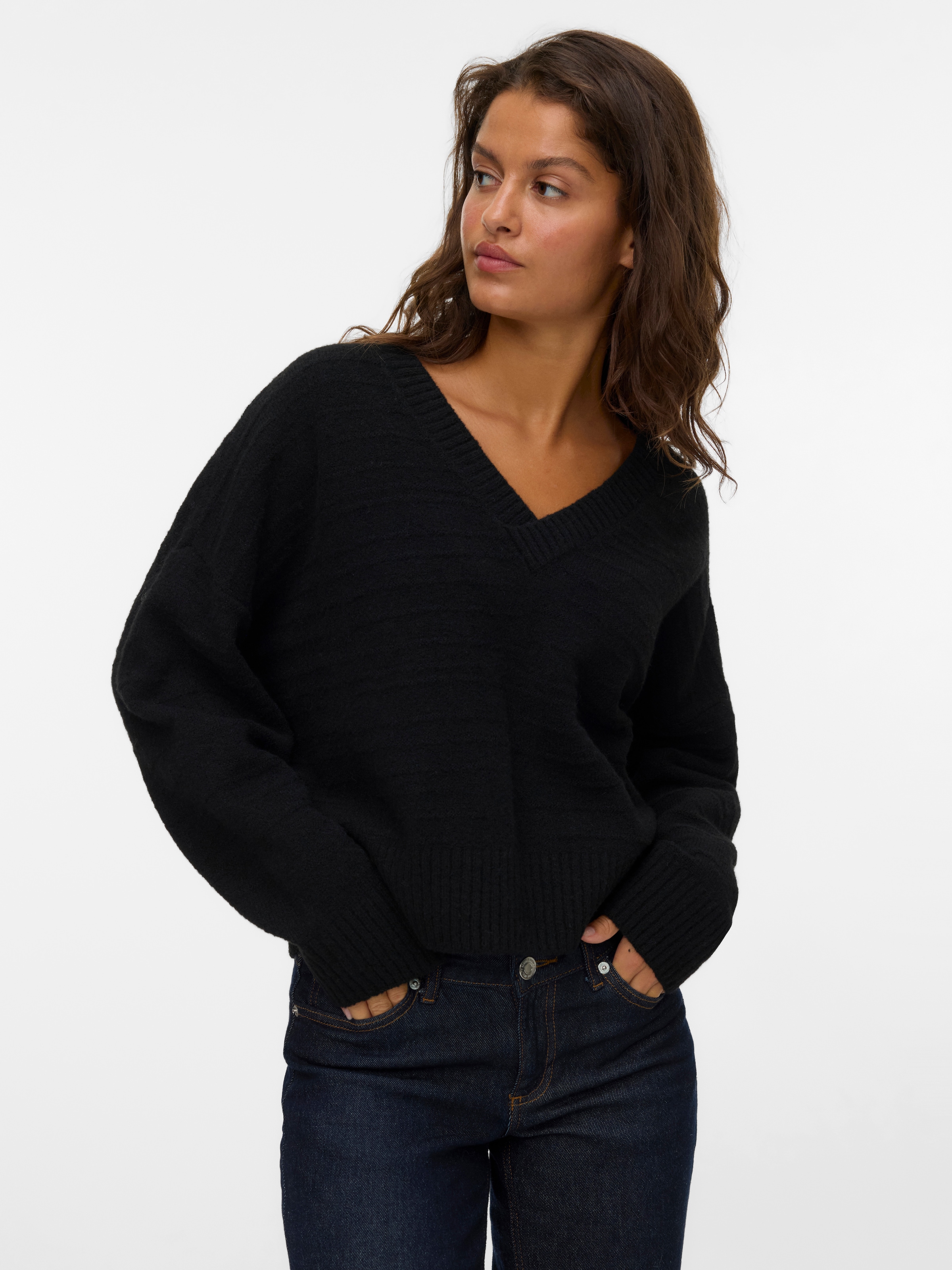 Vero Moda Strickpullover "VMBOOM STRUCTURE LS V-NECK PULLOVER BOO" günstig online kaufen