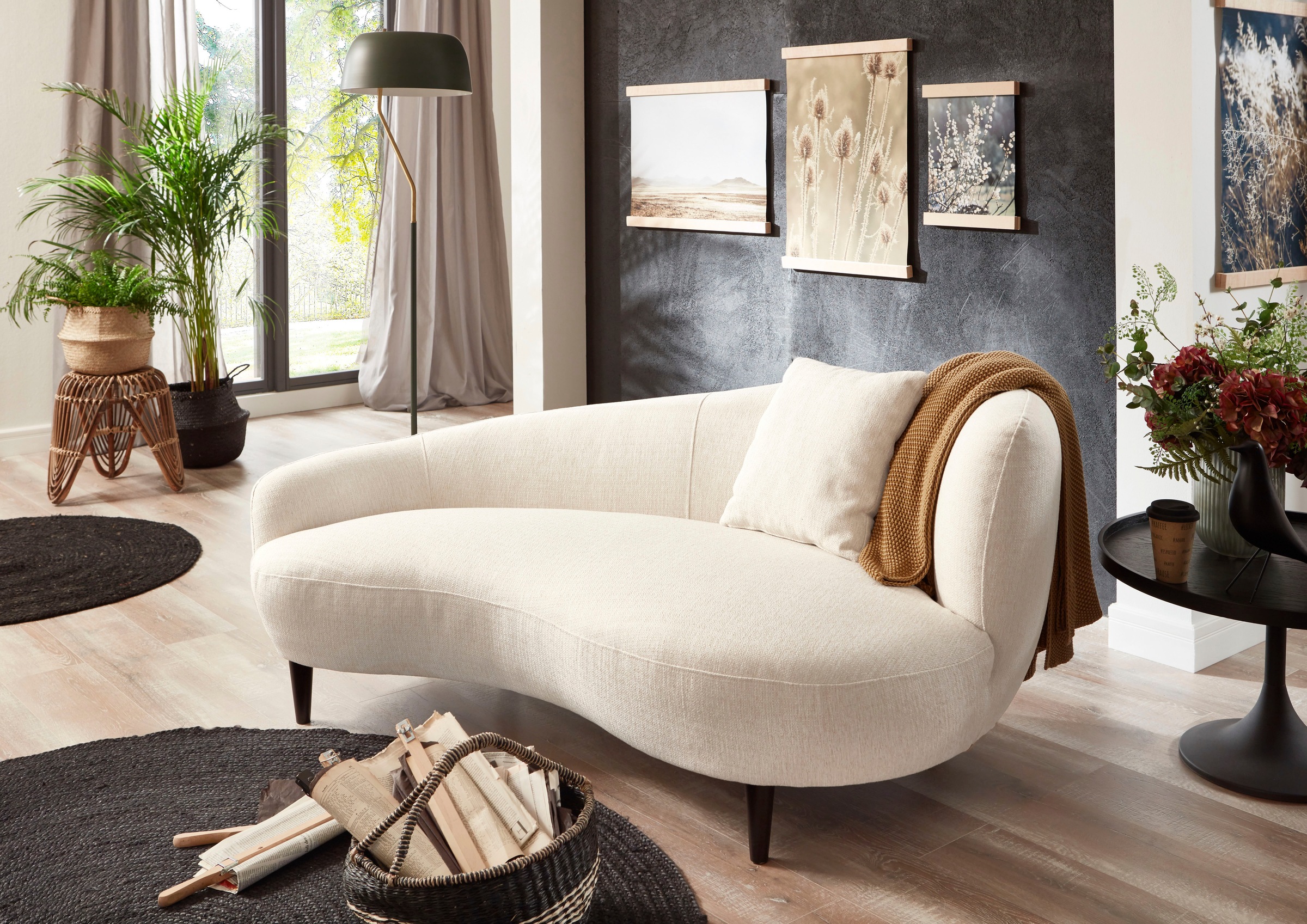 ATLANTIC home collection Chaiselongue "Olivia", Nierenform-Sofa mit Zierkissen